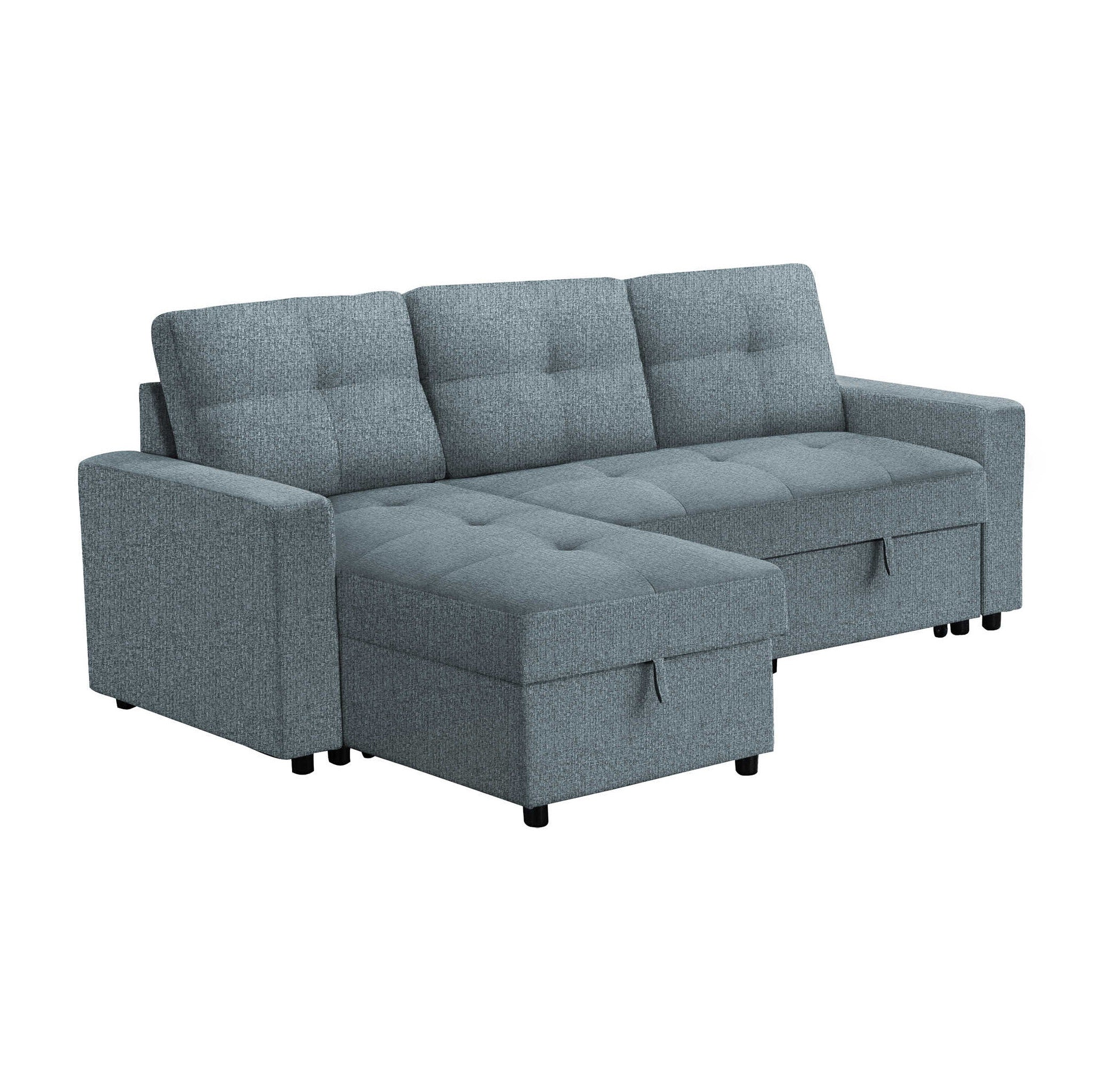 Leana - Reversible Sectional Sofa Bed - Light Blue Fabric