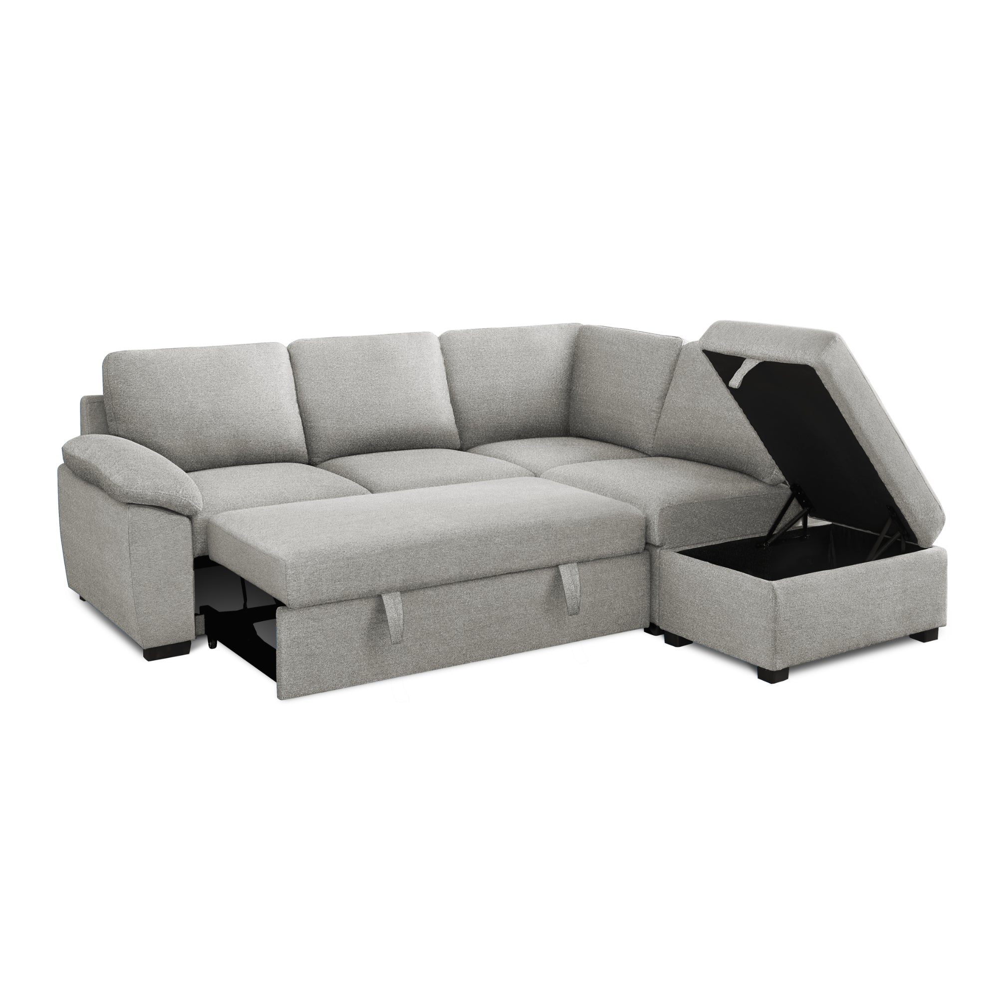Britney - Sectional Sofa Bed - Light Grey Fabric