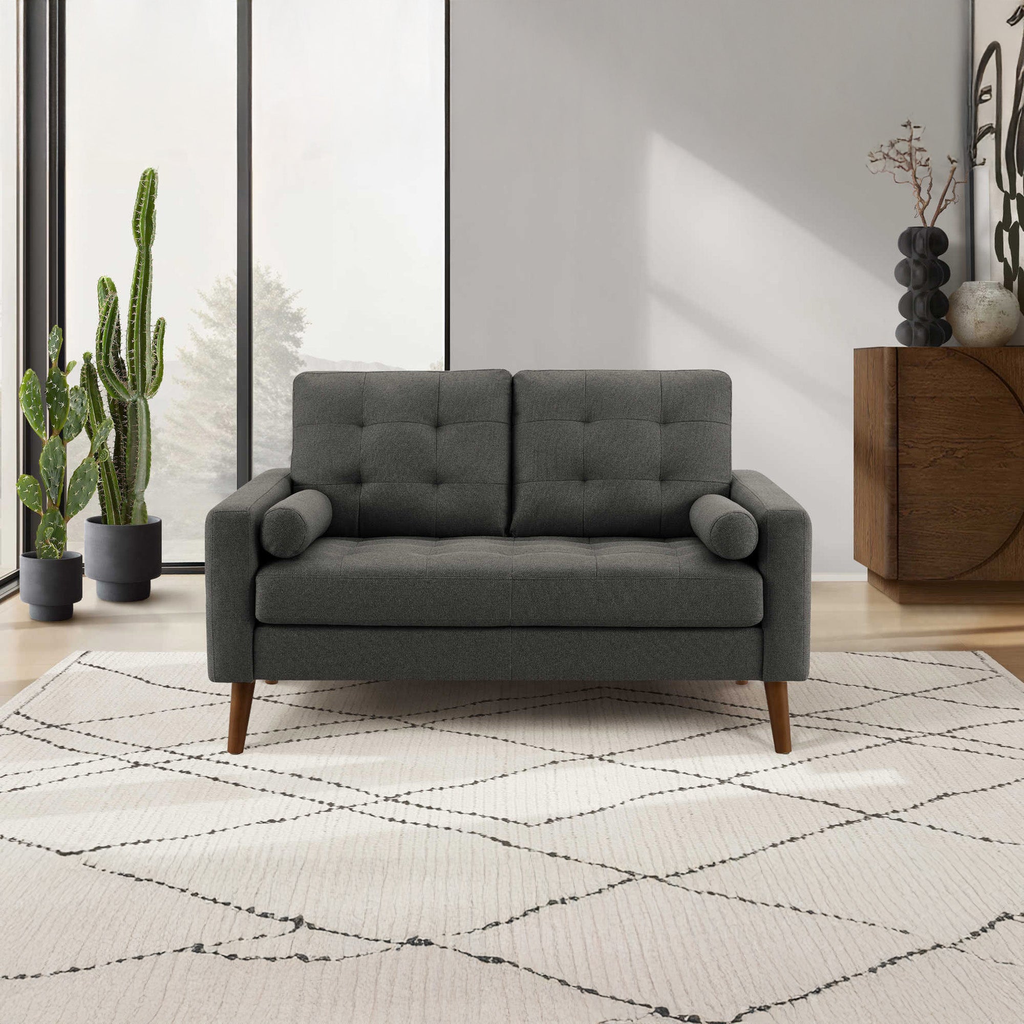 Kinsey - Loveseat - Dark Grey Fabric