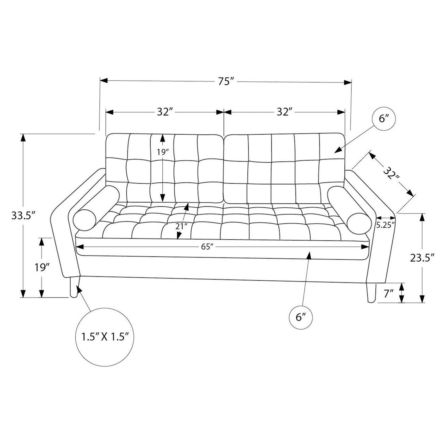 Kinsey - Sofa - Black Leather