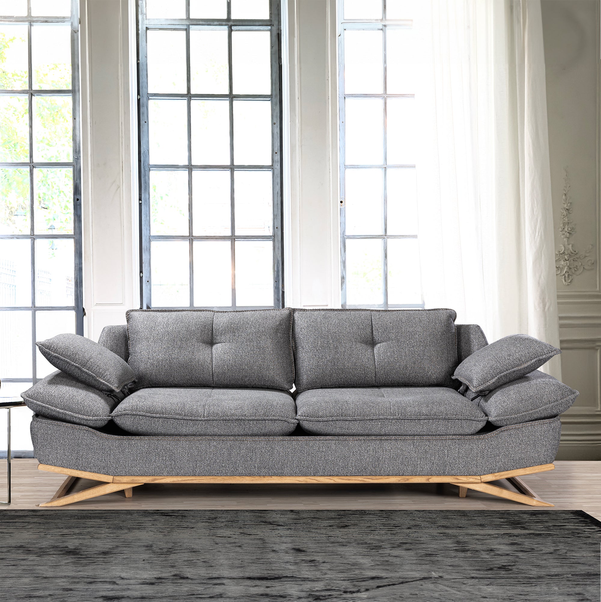 WoW - Adjustable Backrest Sofa - Rustic Grey Fabric