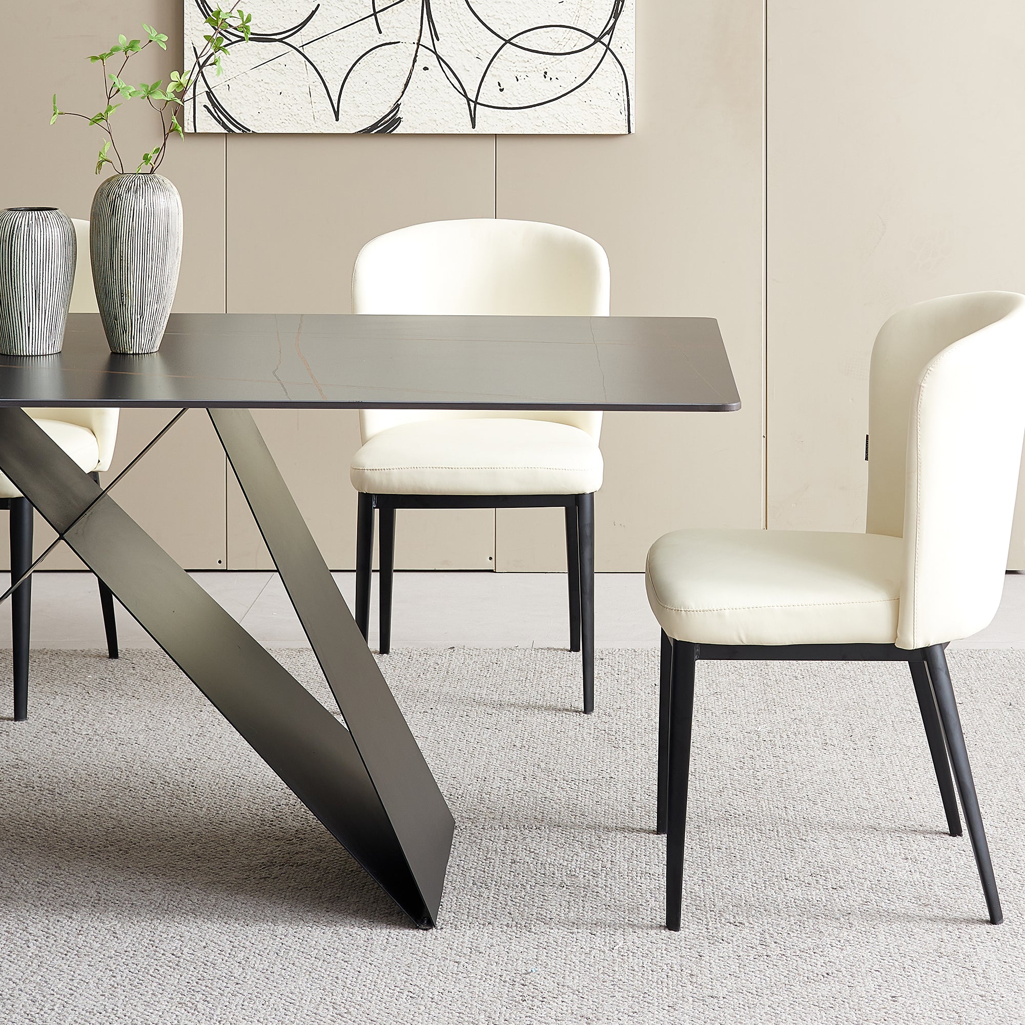 Isabella - Dining Table - Black Ceramic