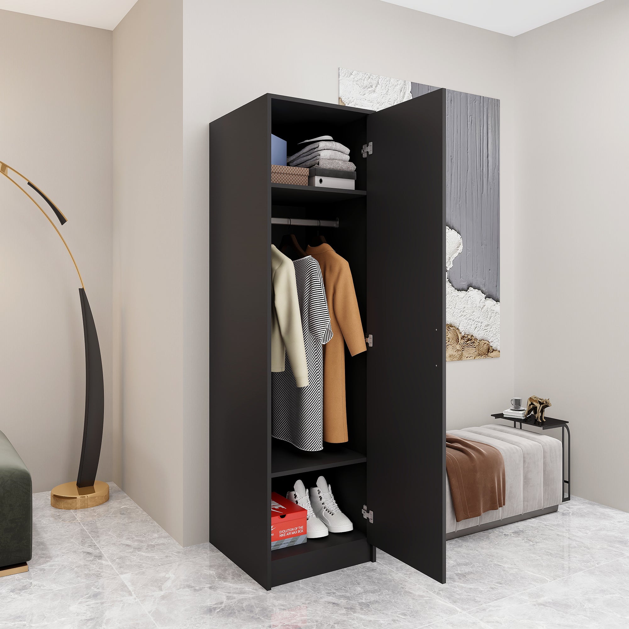 Ludric - 1-door Wardrobe - Black
