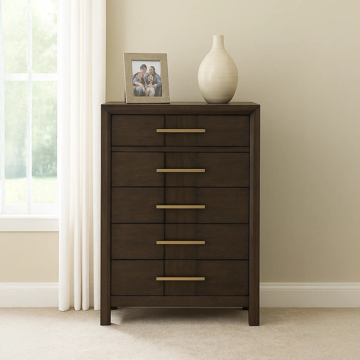Minora - 5-drawer chest - Walnut