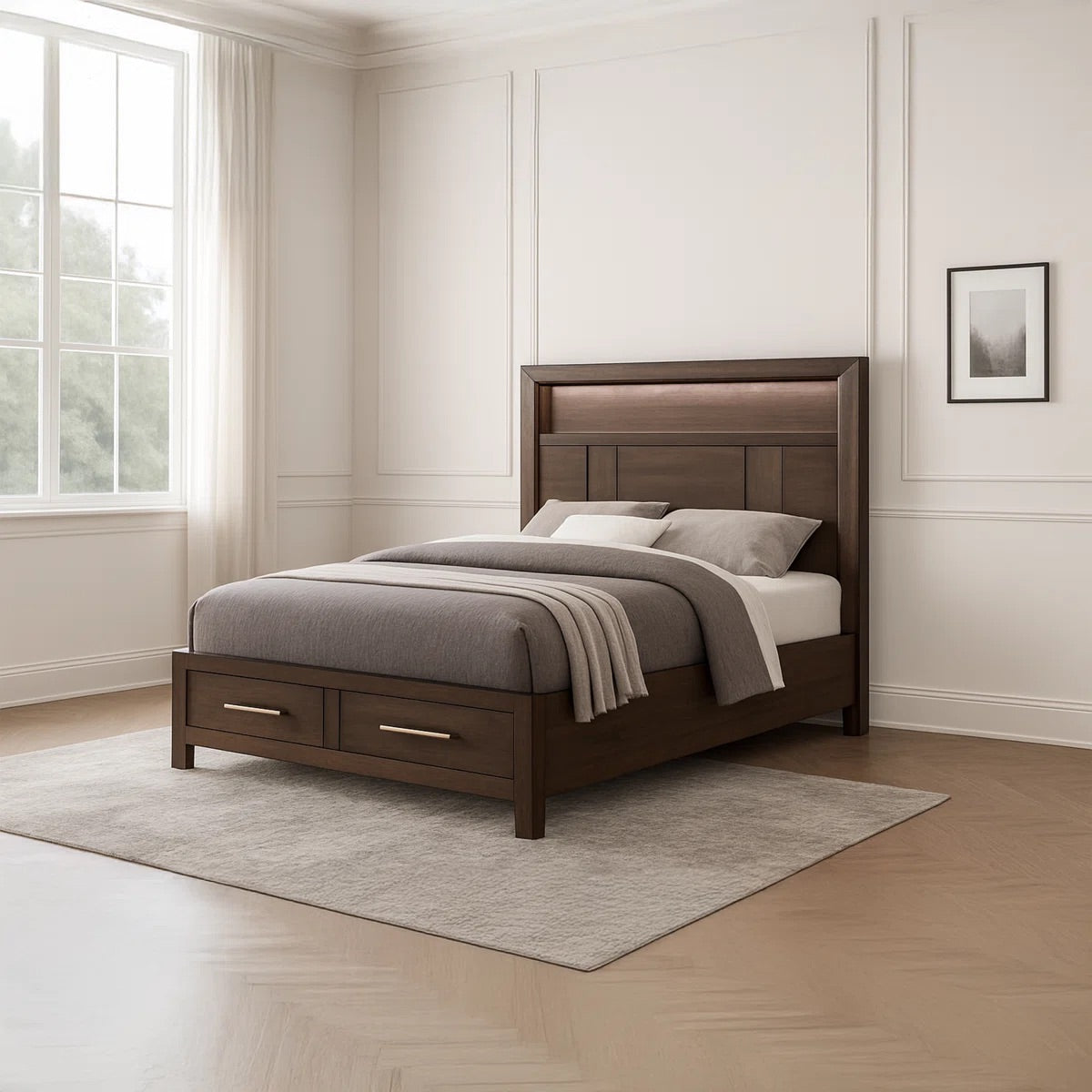 Minora - Queen Bed - Walnut