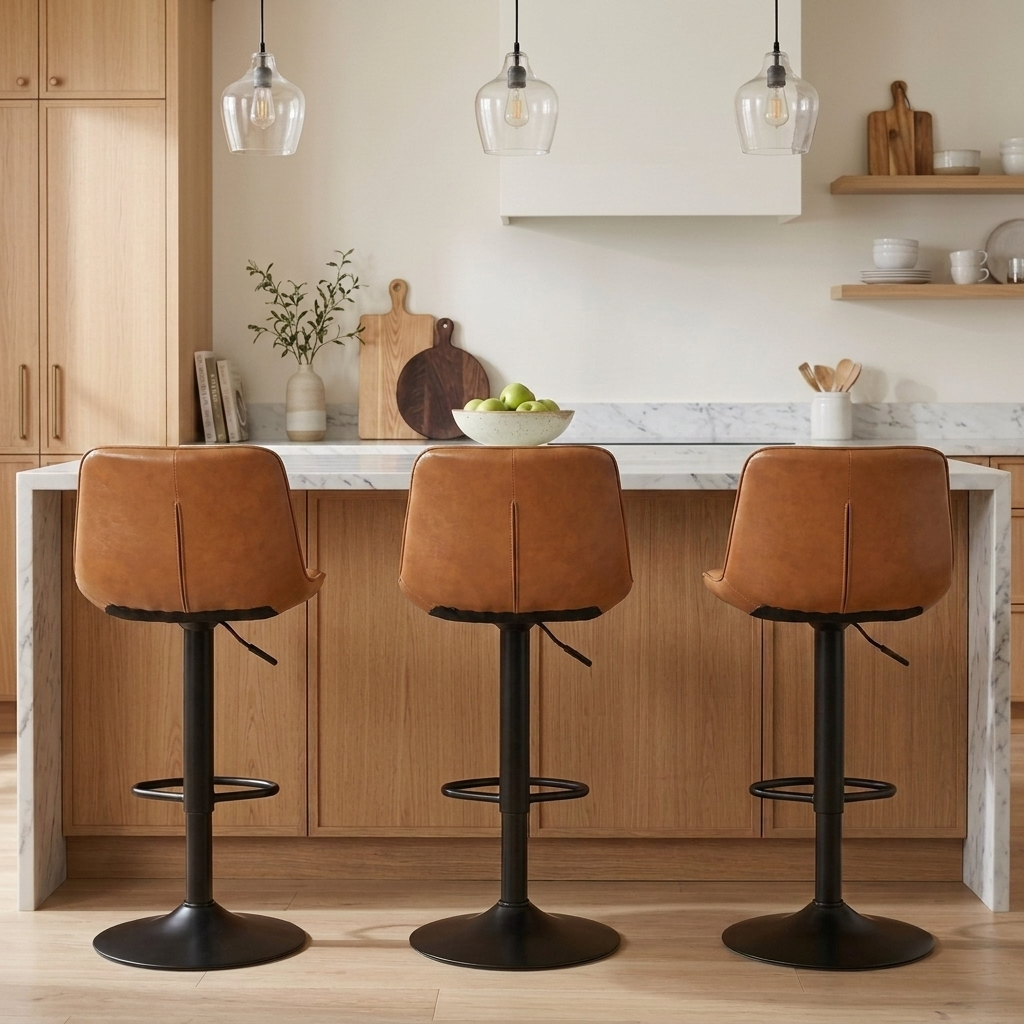 Aurora - Tabouret de bar ajustable - Simili-Cuir Brun