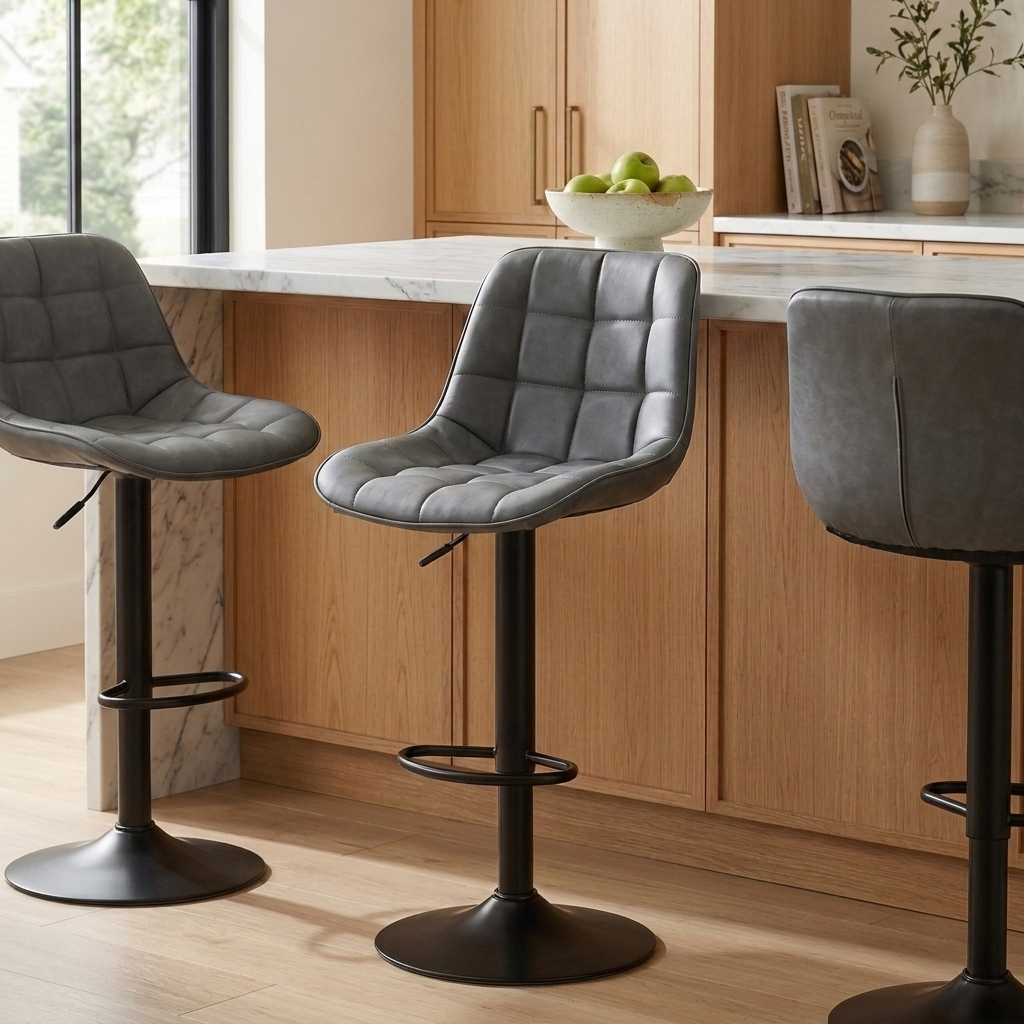 Aurora - Tabouret de bar ajustable - Simili-Cuir Gris