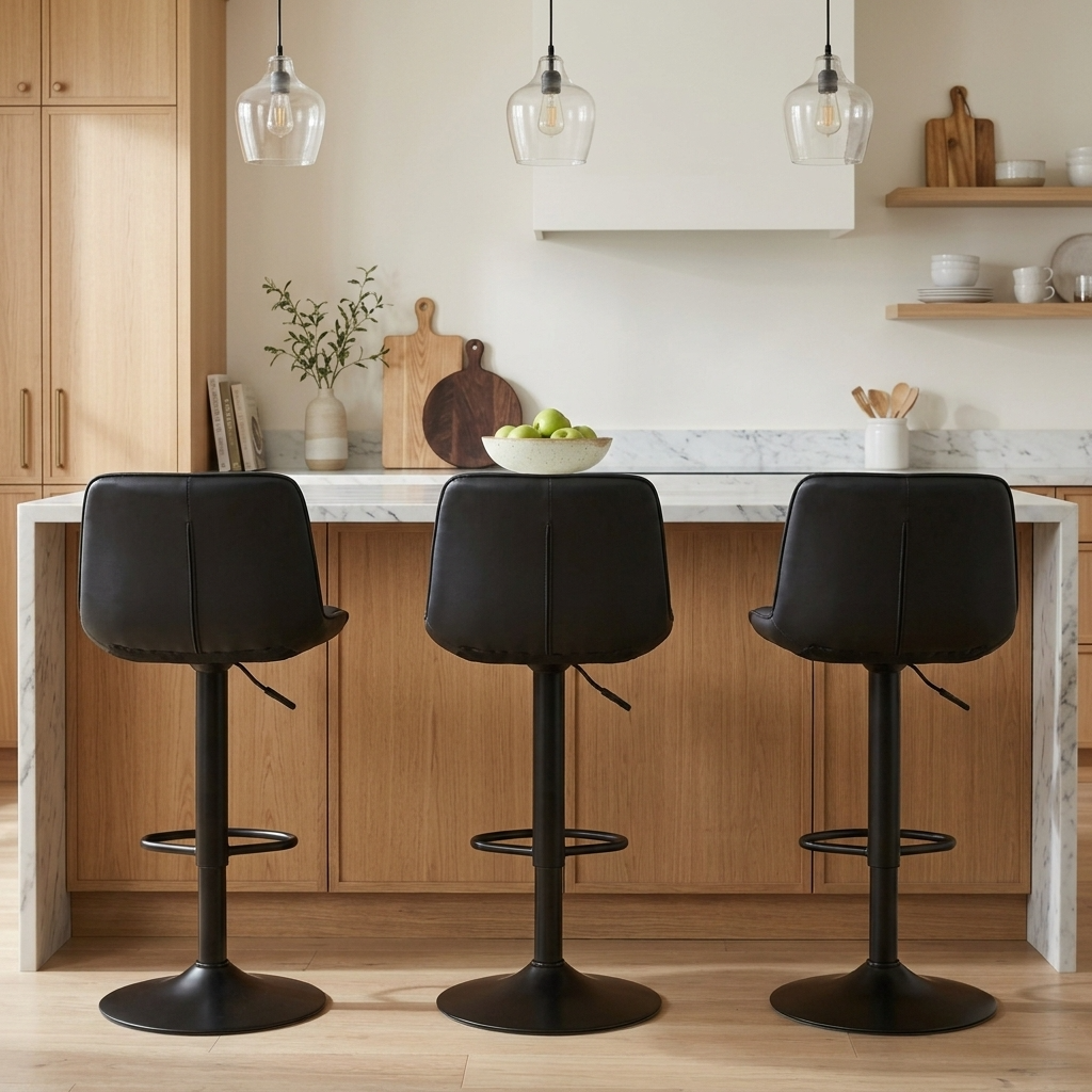 Aurora - Tabouret de bar ajustable - Simili-Cuir Noir