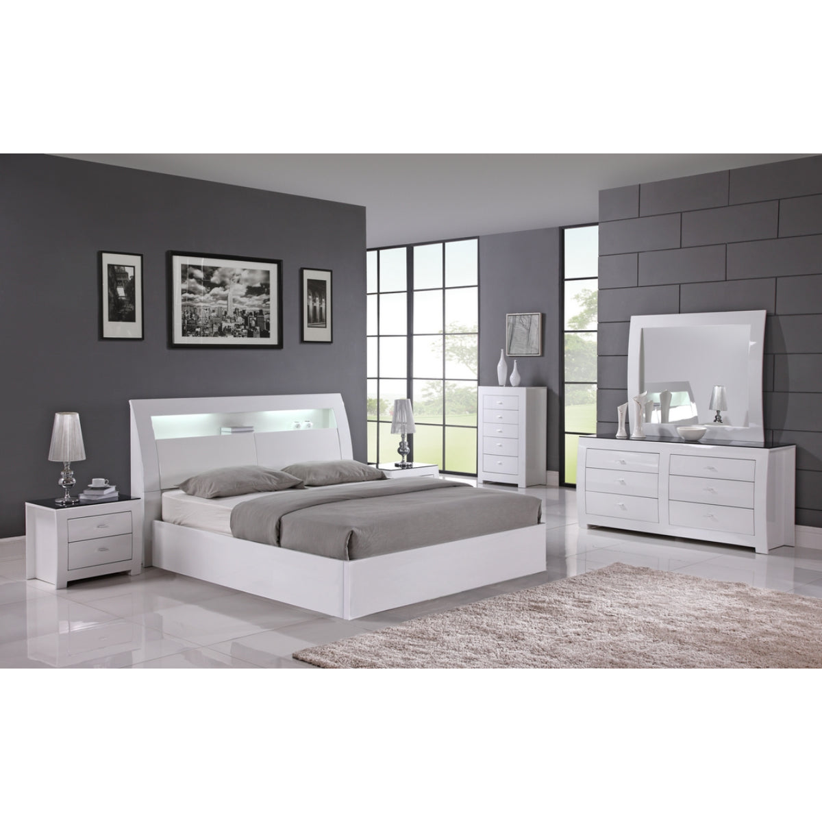Barcelona - Bedroom Set - Glossy White