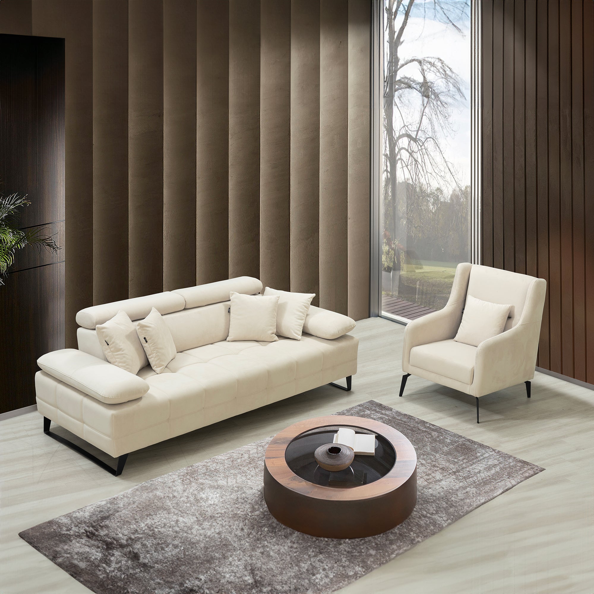 Luna - 3-seater sofa - Beige fabric