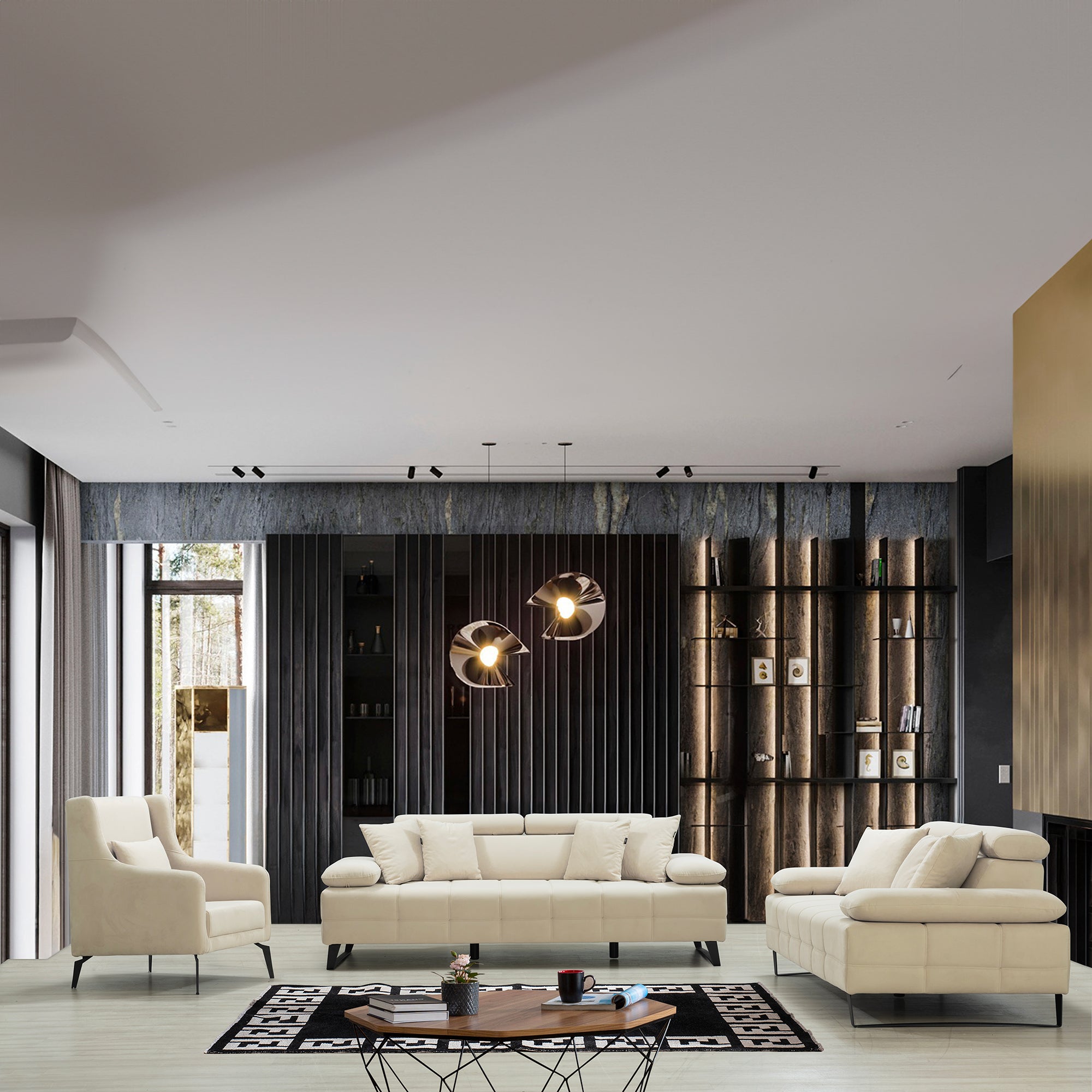 Luna - 3-seater sofa - Beige fabric