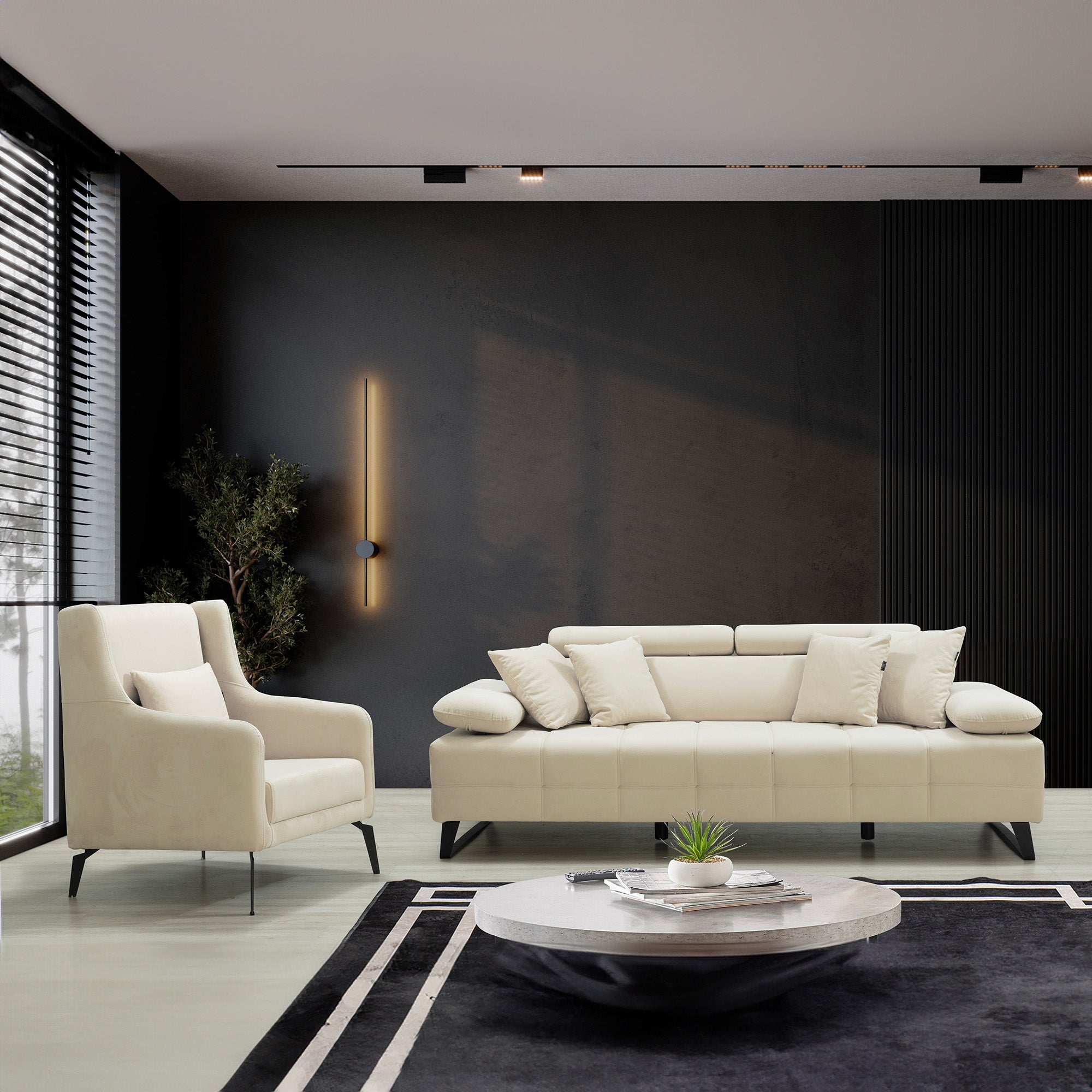 Luna - Loveseat - Beige Fabric