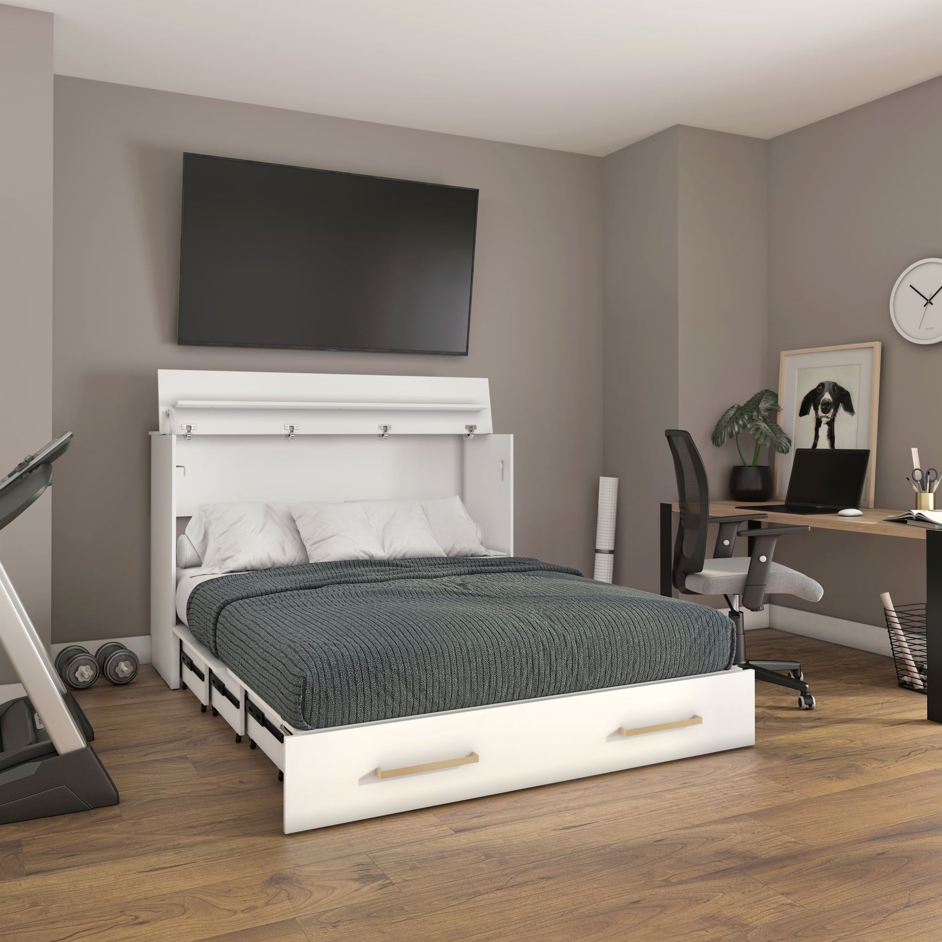 Triade - Queen Cabinet Bed - White