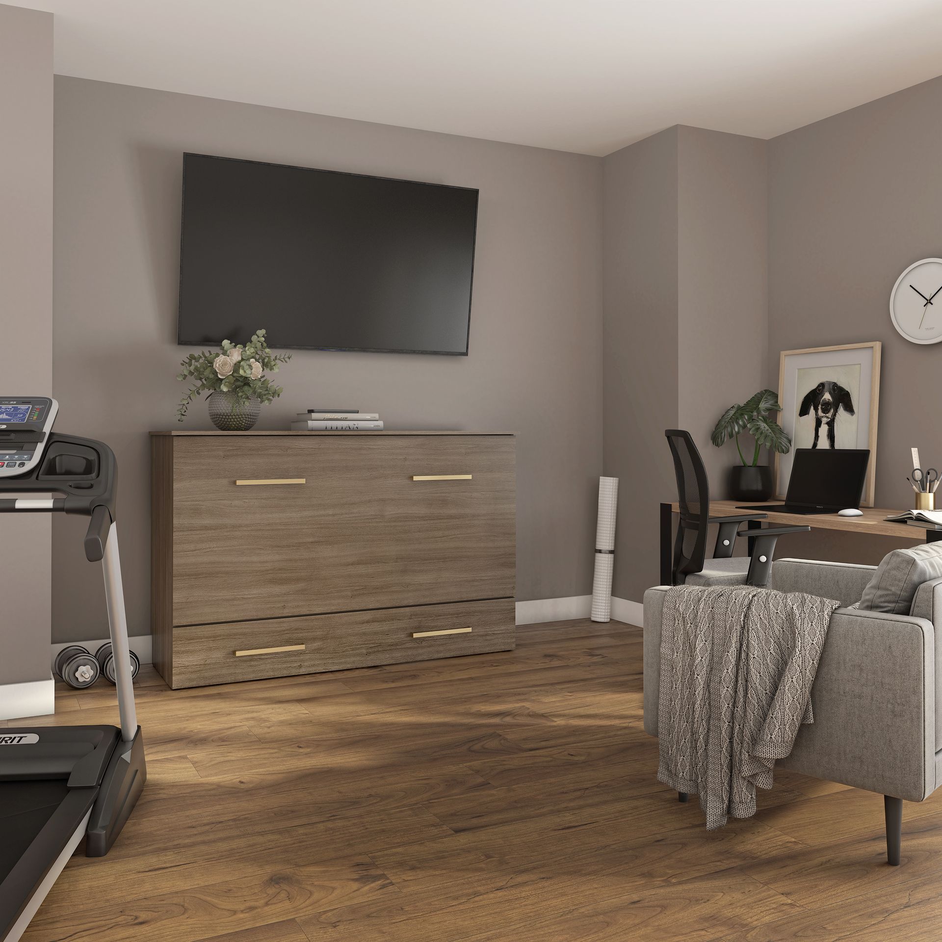 Triade - Queen Cabinet Bed - Taupe