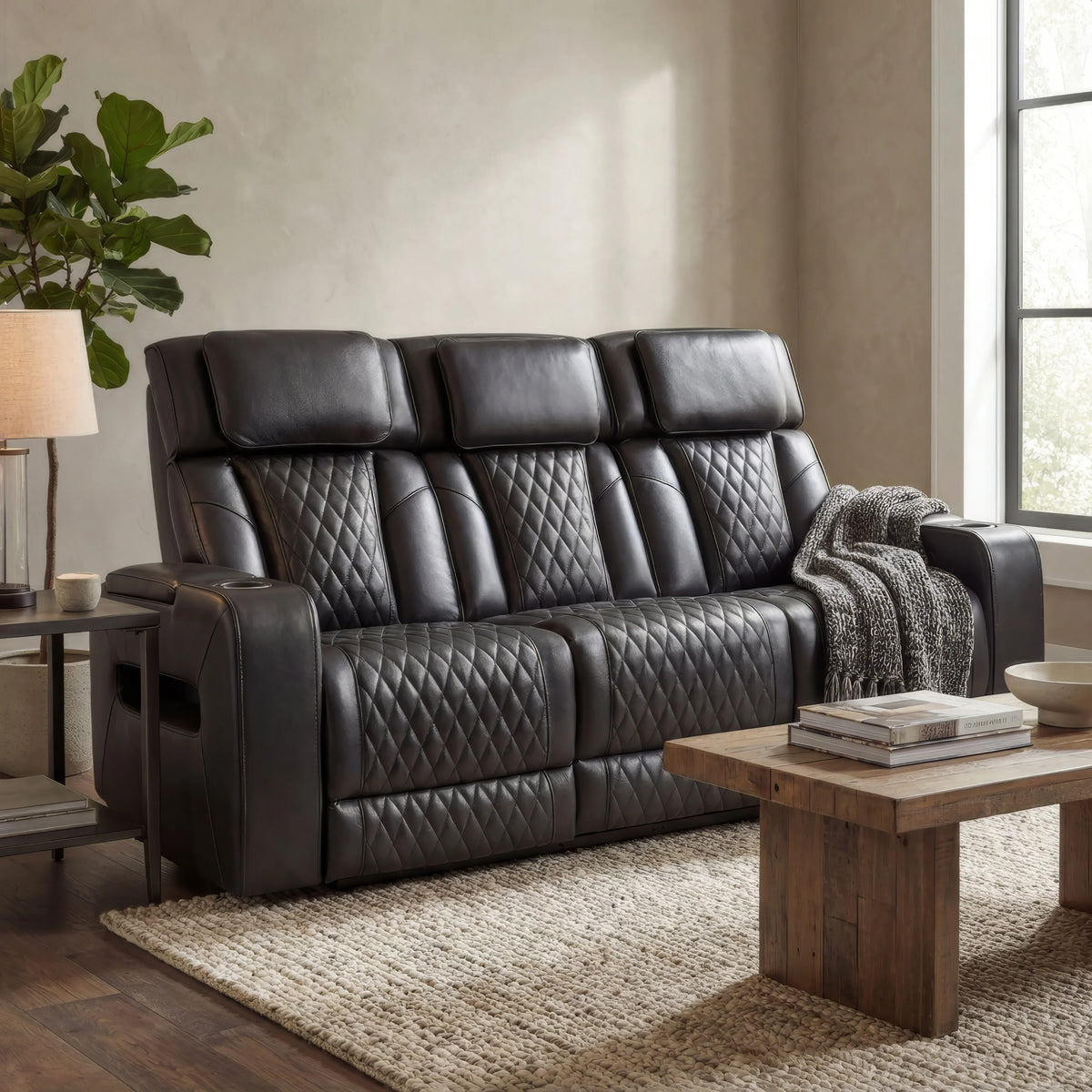 Carver - Power Reclining Sofa - Black Leather
