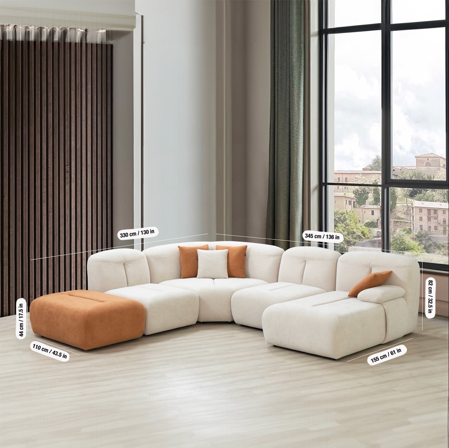 Kylie - Modular Sectional Sofa - Beige Fabric