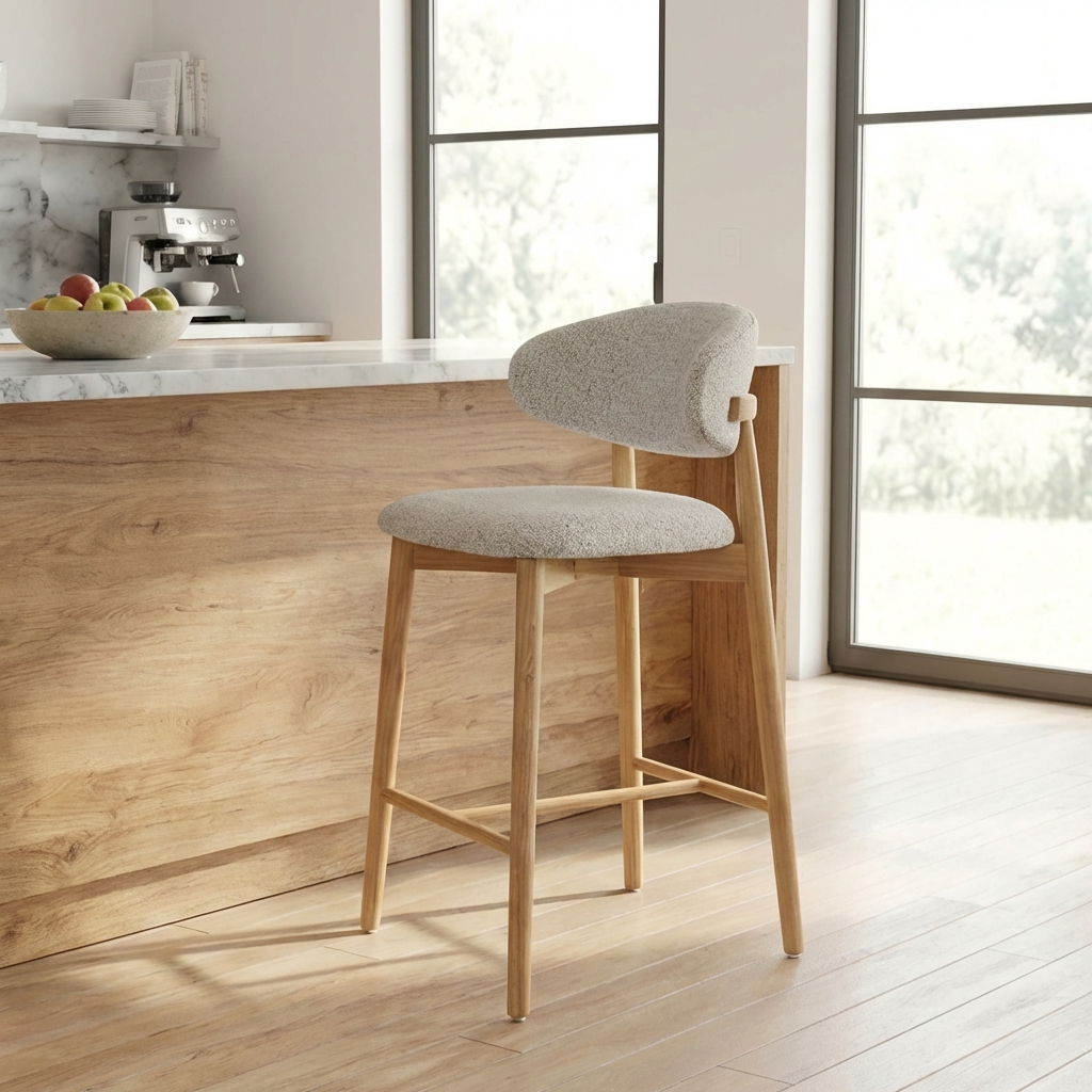 Emy - Counter Stool - Beige Fabric