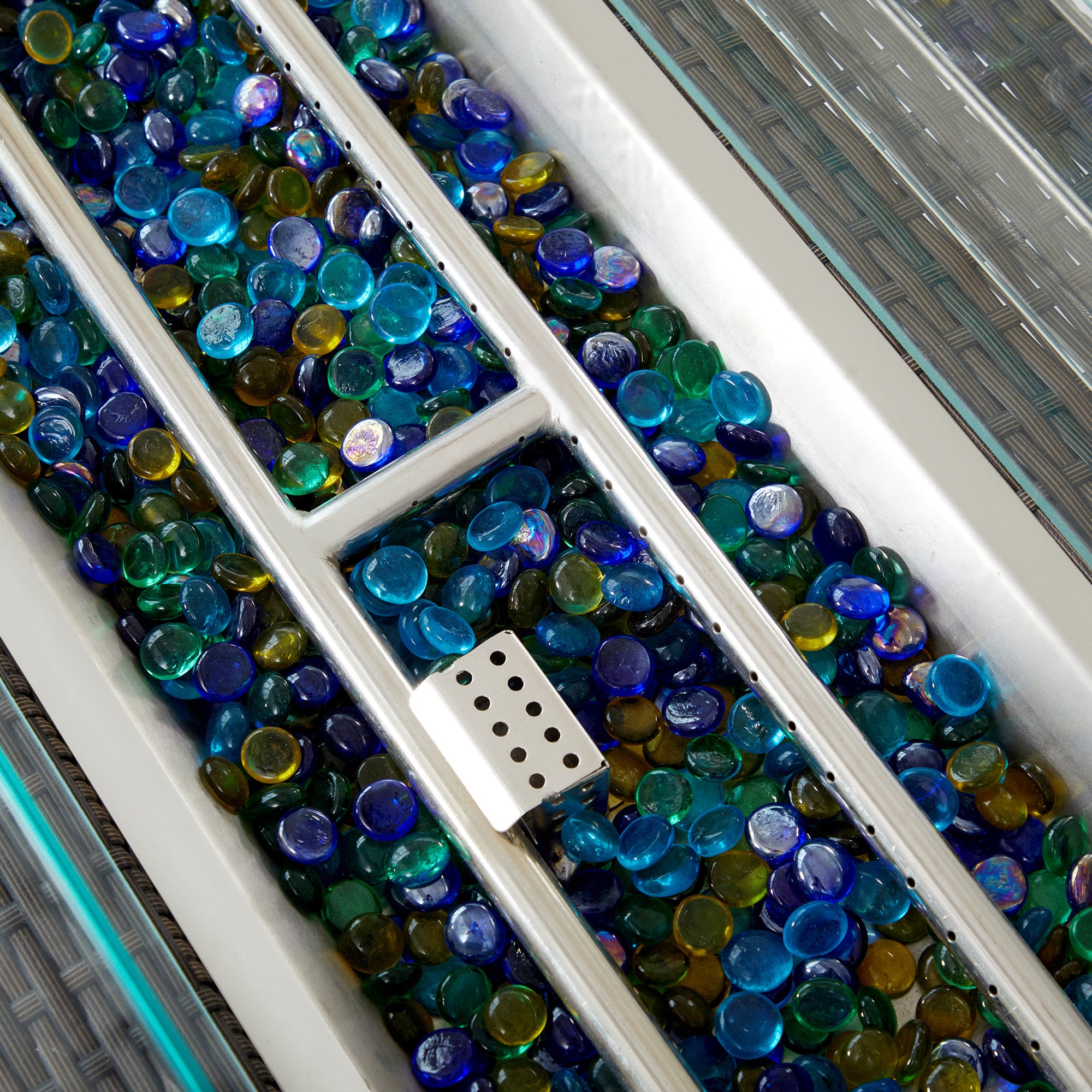 Patio Set - 6 Piece Patio Set with Fireplace Table - Brown and Beige