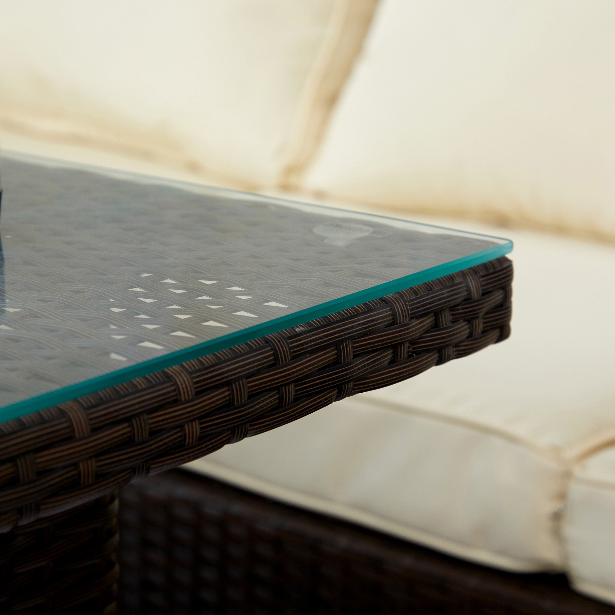 Patio Set - 6 Piece Patio Set with Fireplace Table - Brown and Beige