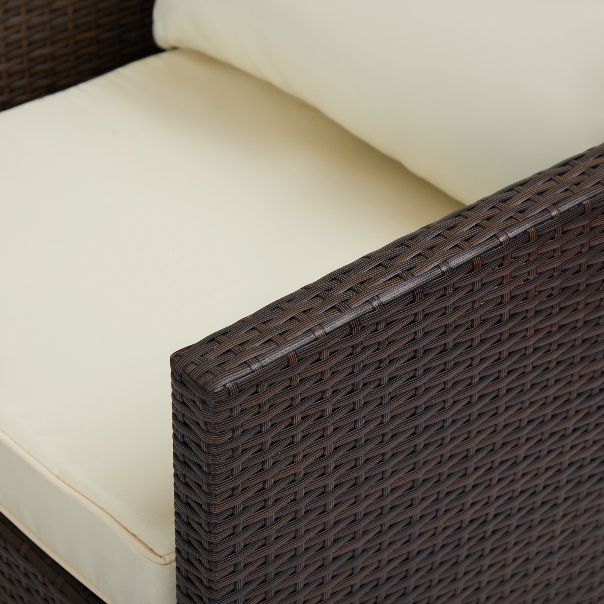 Patio Set - 6 Piece Patio Set with Fireplace Table - Brown and Beige