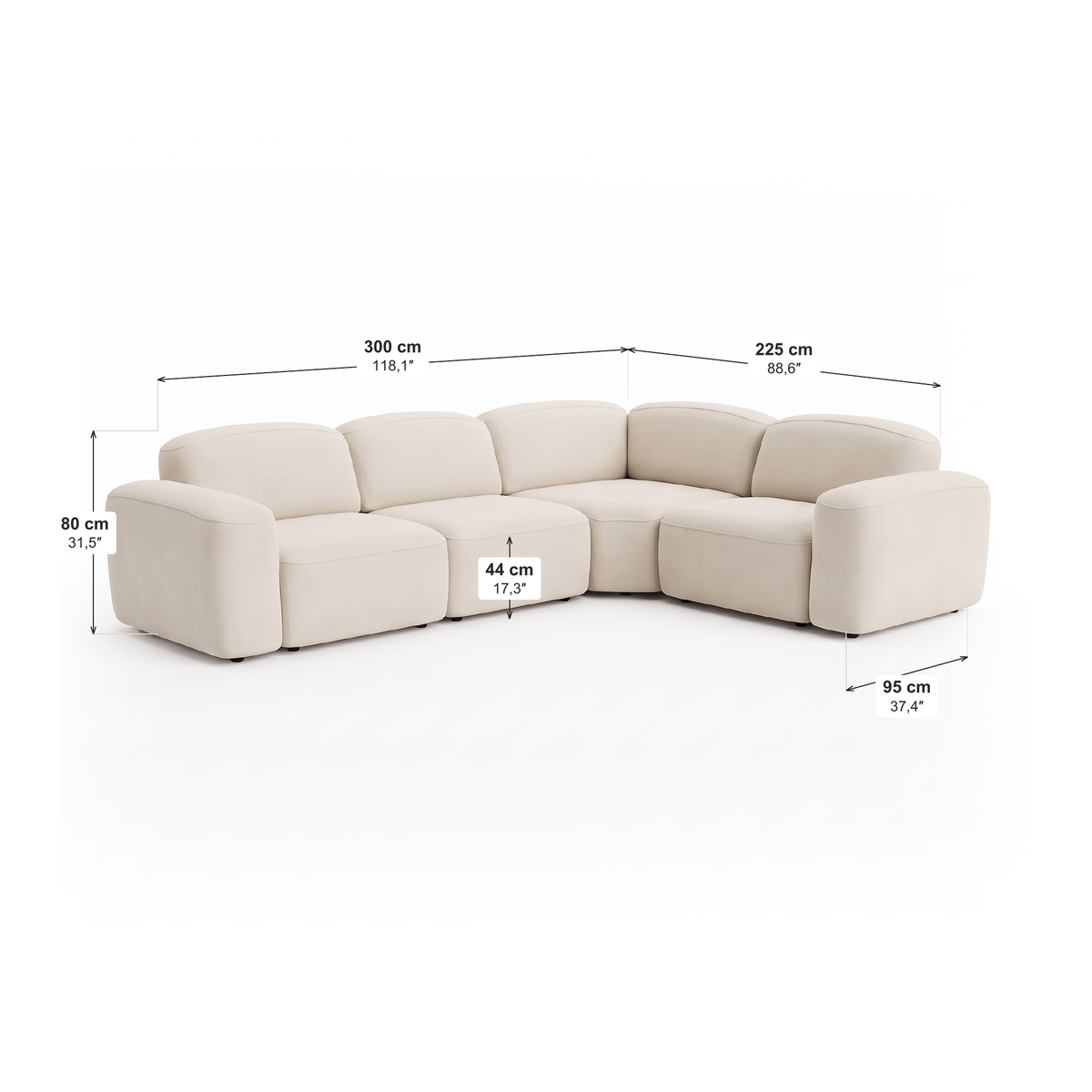 Granica - Sofa Modulaire Sectionnel - Tissu Beige
