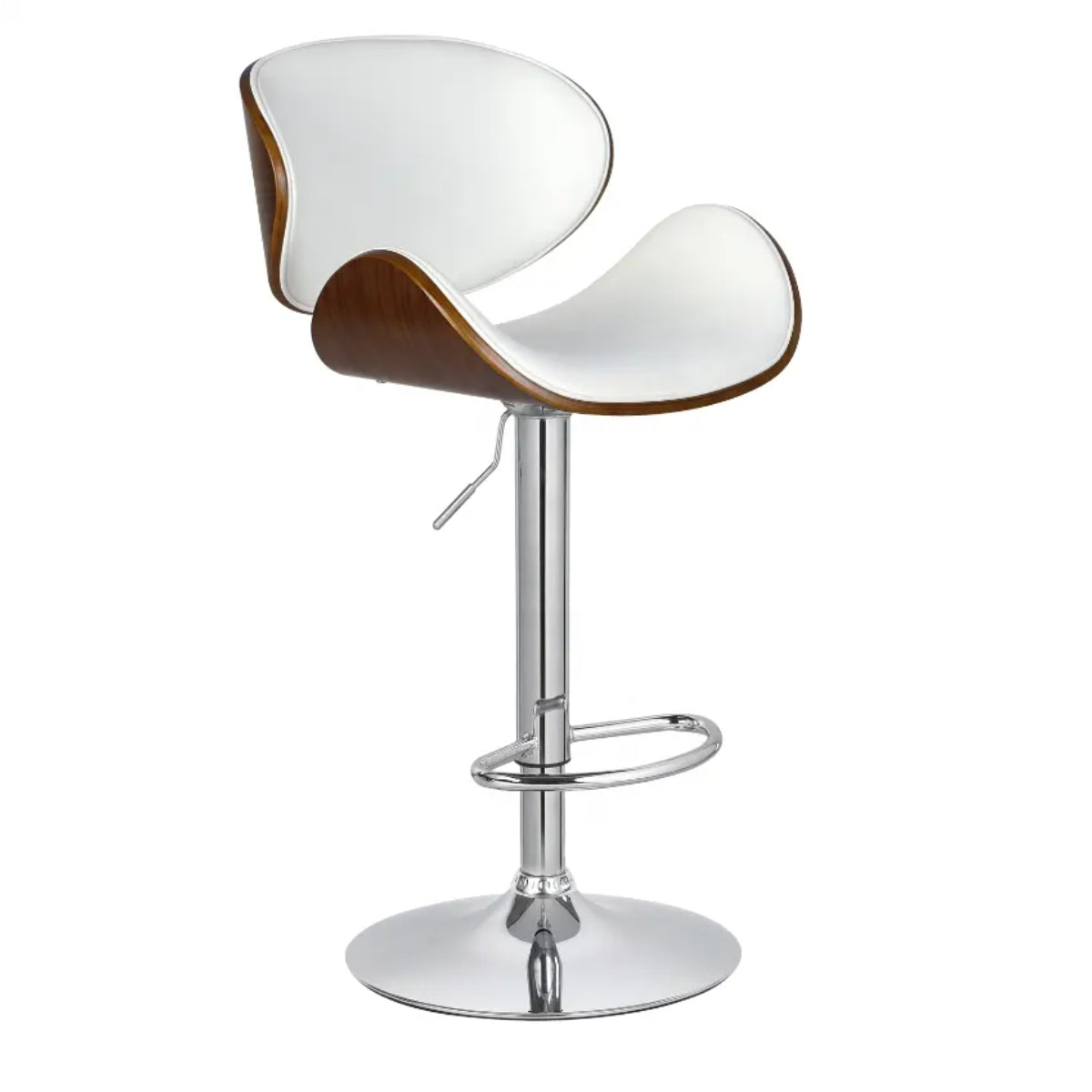 Mathieu - Hydraulic Bar Chair - 2 Pcs - White Faux Leather