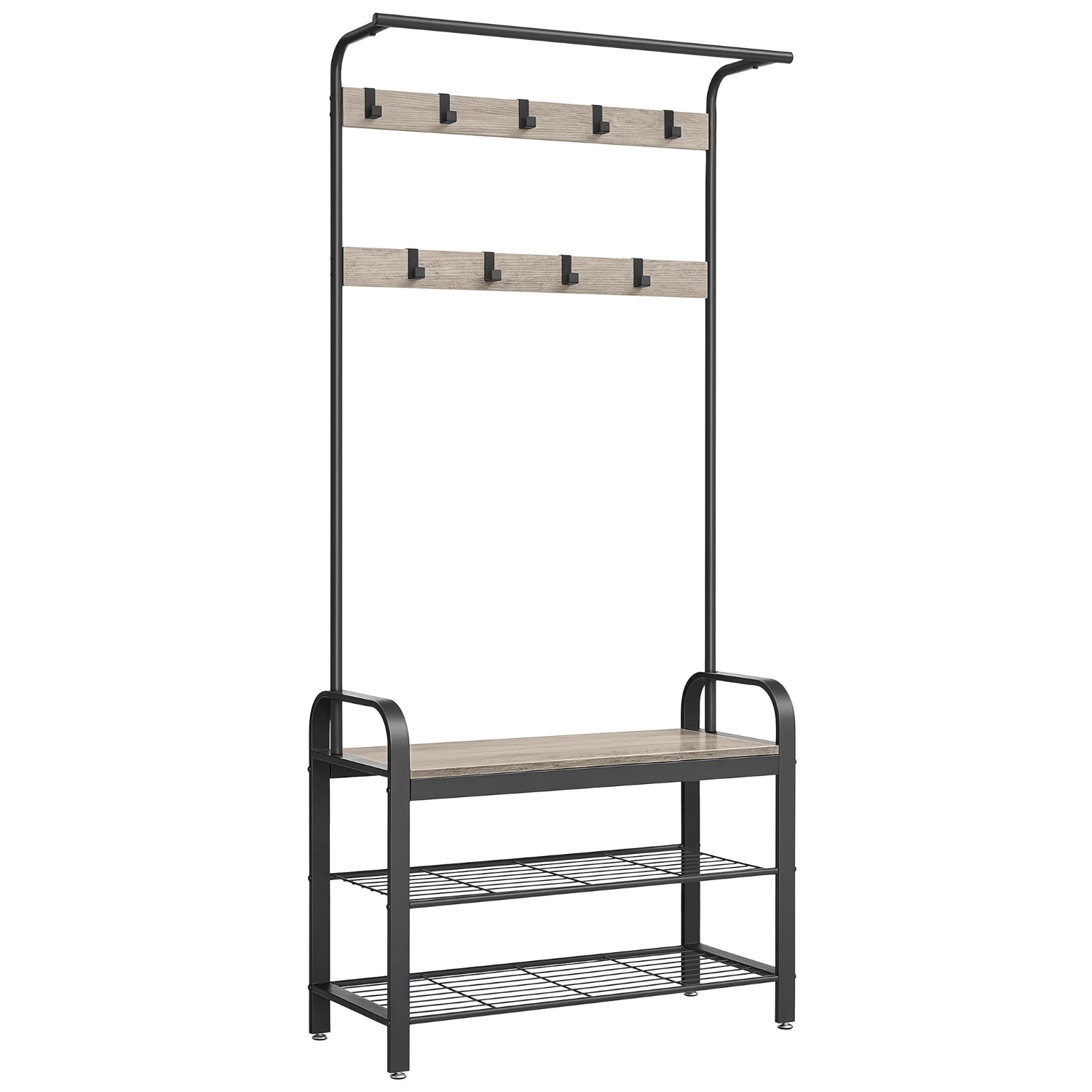 Tavros - Hallway coat rack with shoe bench - Greige