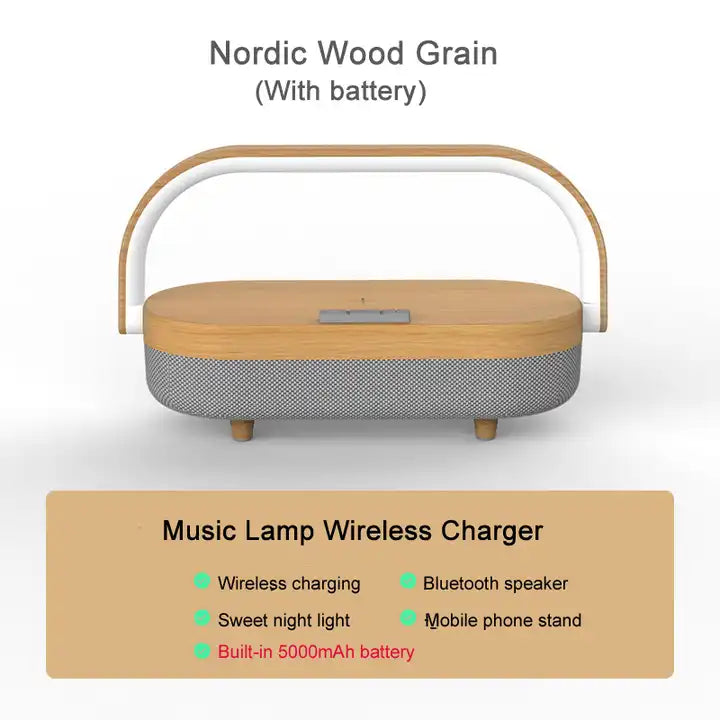 Bedside Lamp - LED, Wireless, with Wireless Charger, Phone Holder, Outdoor Bluetooth Speaker