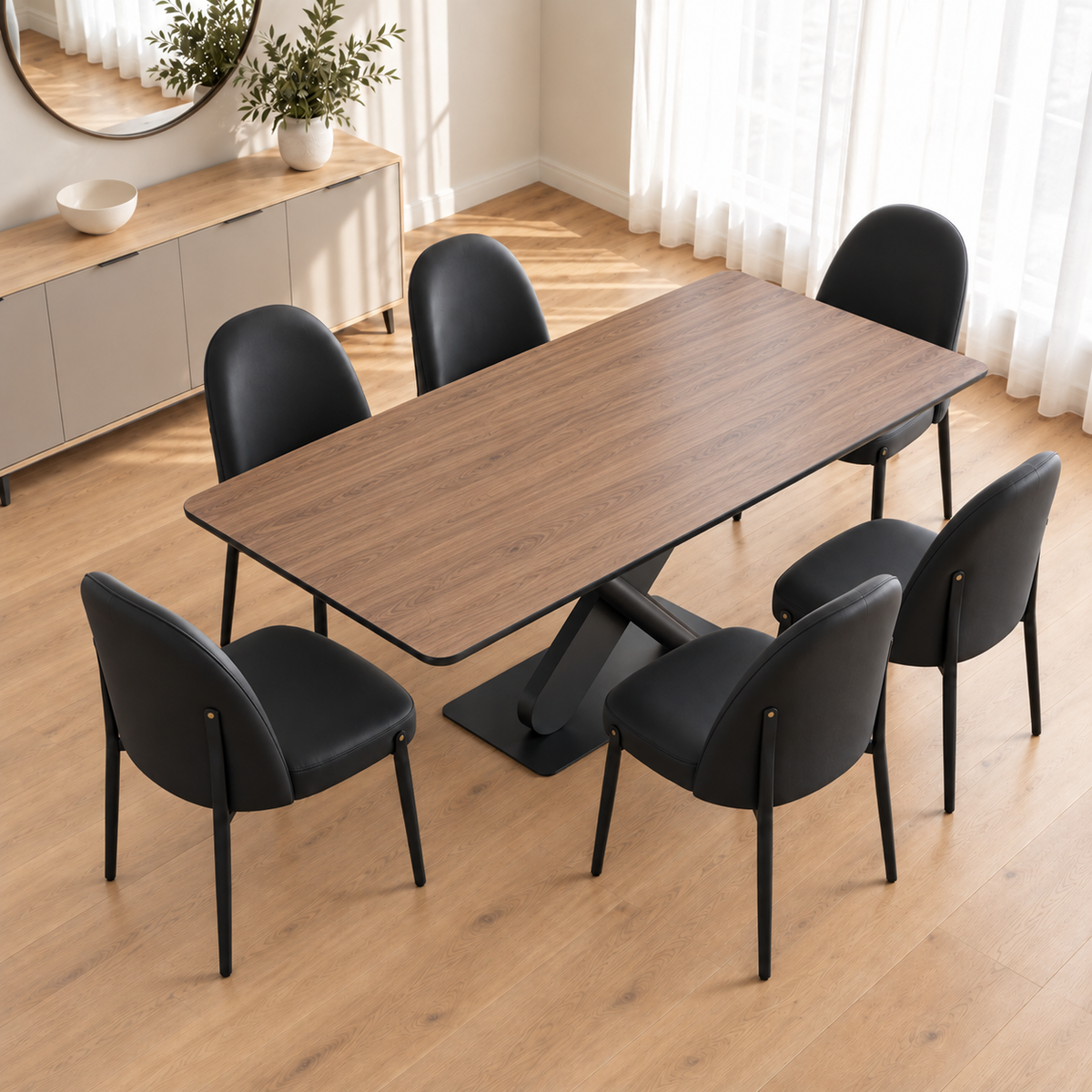 Amelie - Dining Table - Walnut and Black