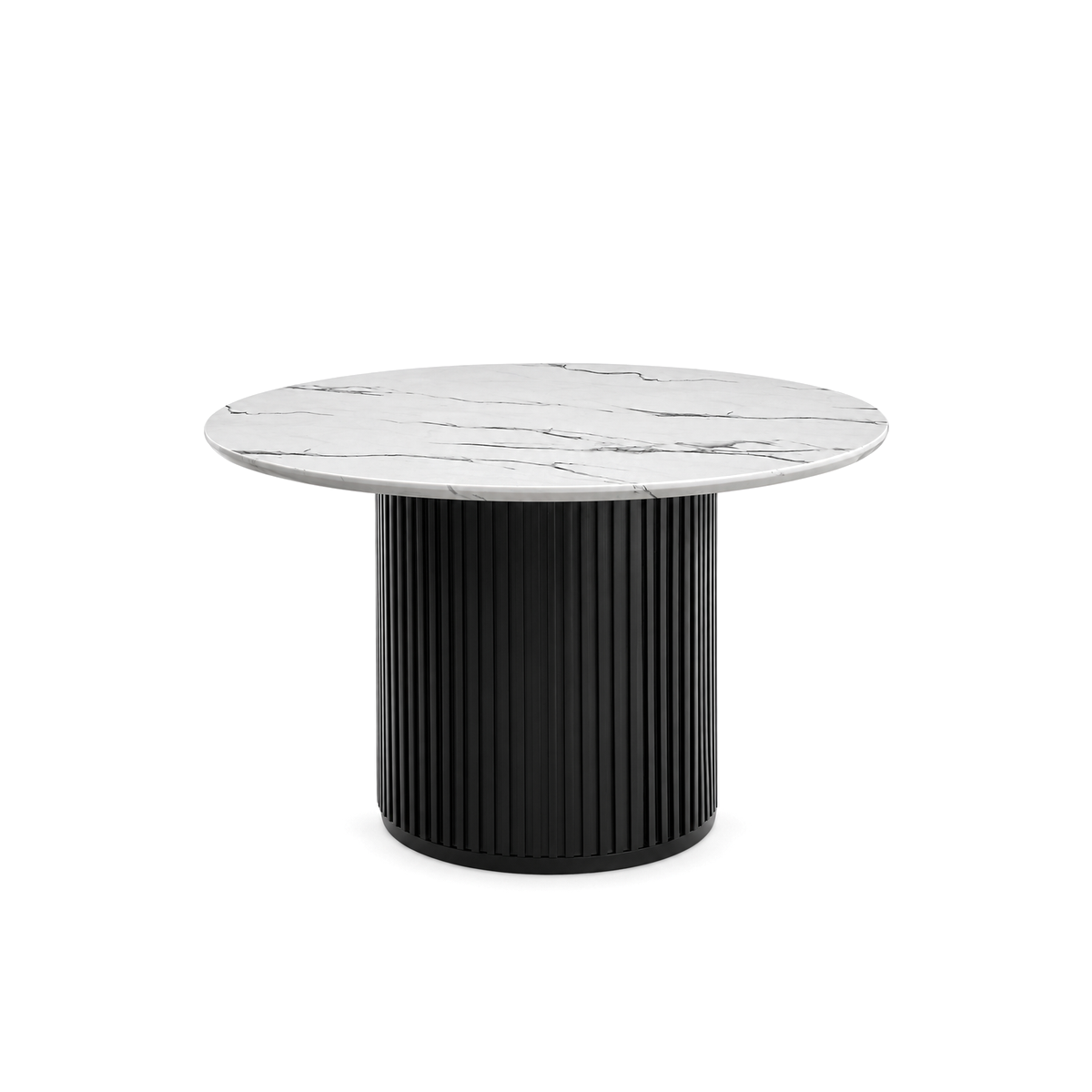 Nolan - Table à Manger Ronde - Faux Marbre Blanc