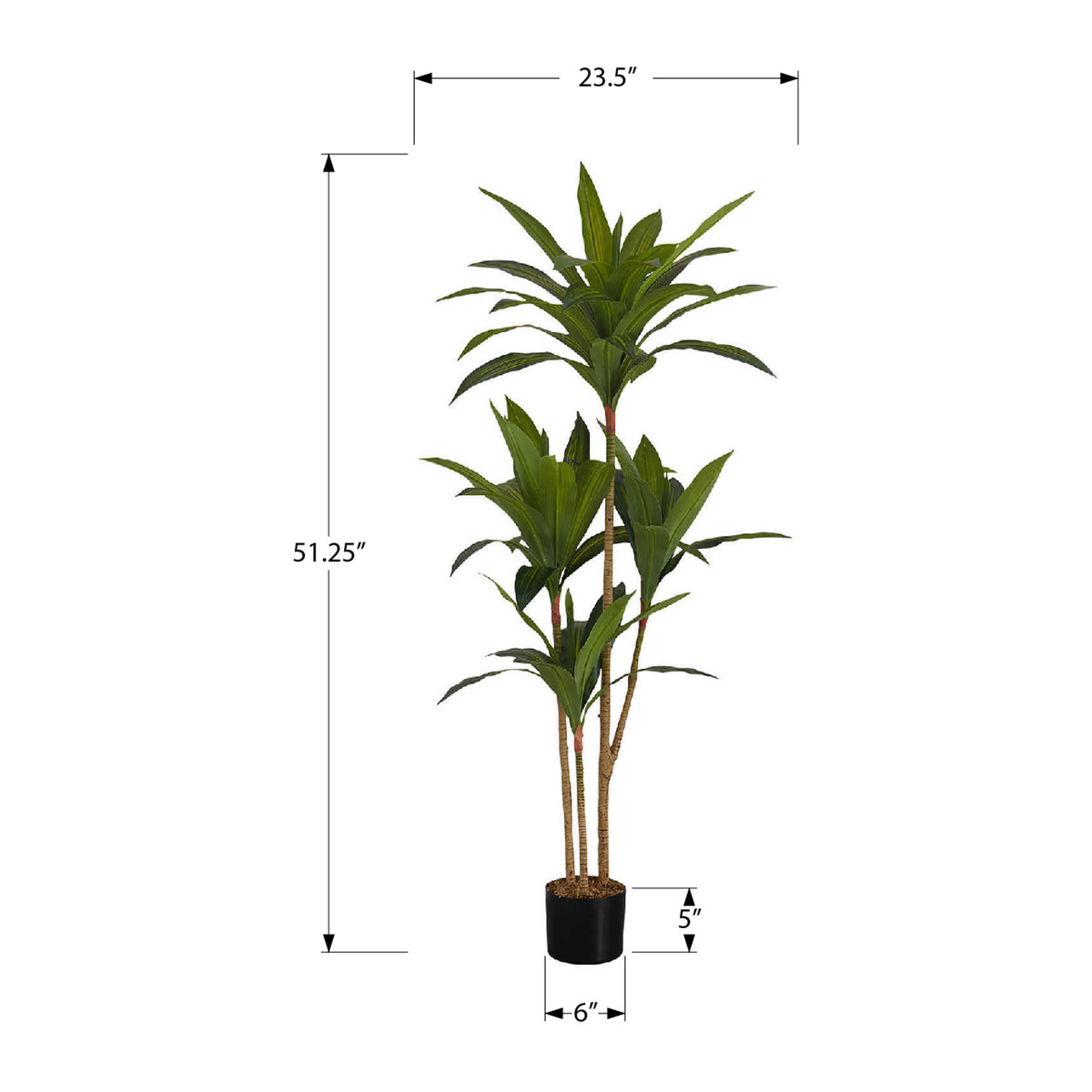 Artificial Plant - 51"H / Dracæna Indoor Pot 5"
