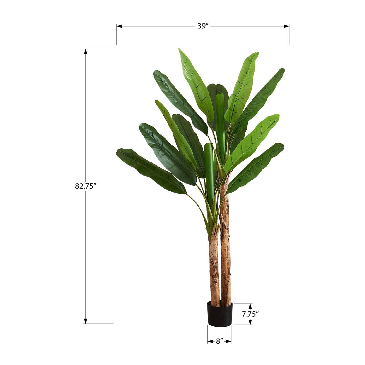 Artificial Plant - 83"H / Indoor Banana Tree in an 8" Pot