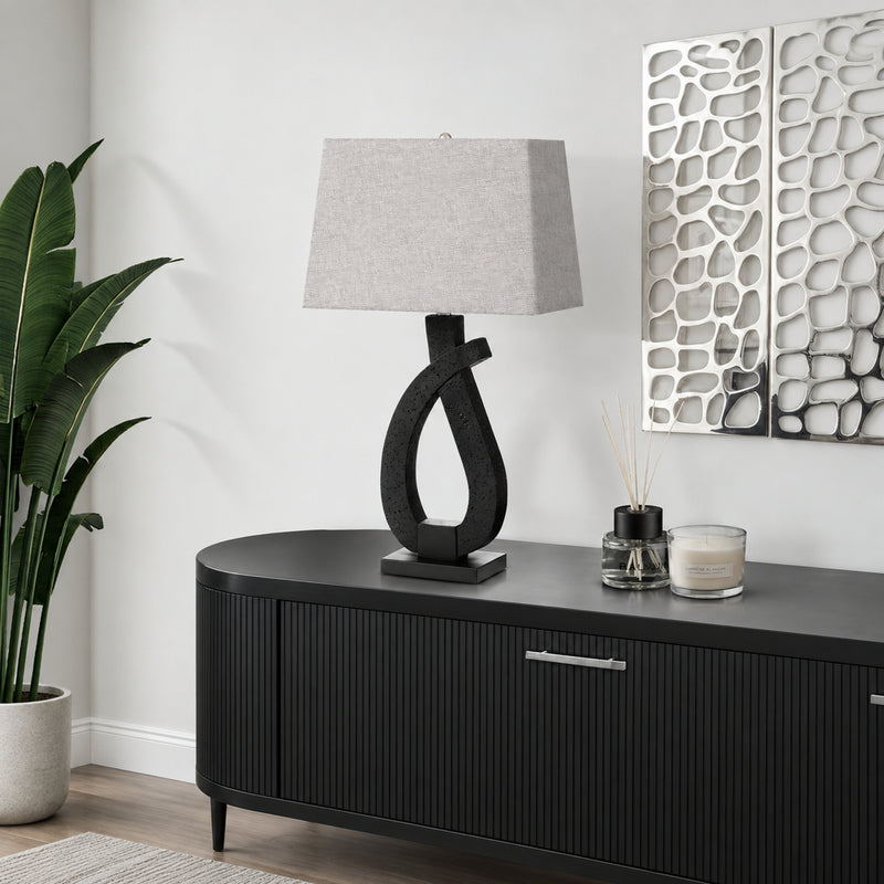 Lampe de Table - 30"H / Résine noire / Gris - vue d’ambiance