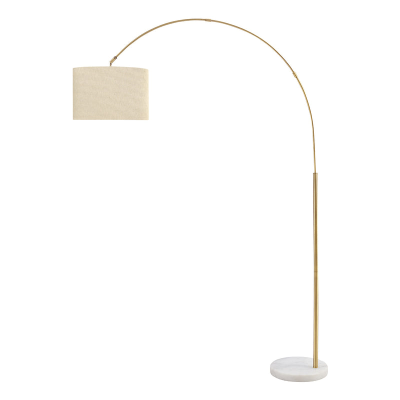 Lampe sur pied arquée - 79"H / Métal laiton / Beige - produit sur fond blanc