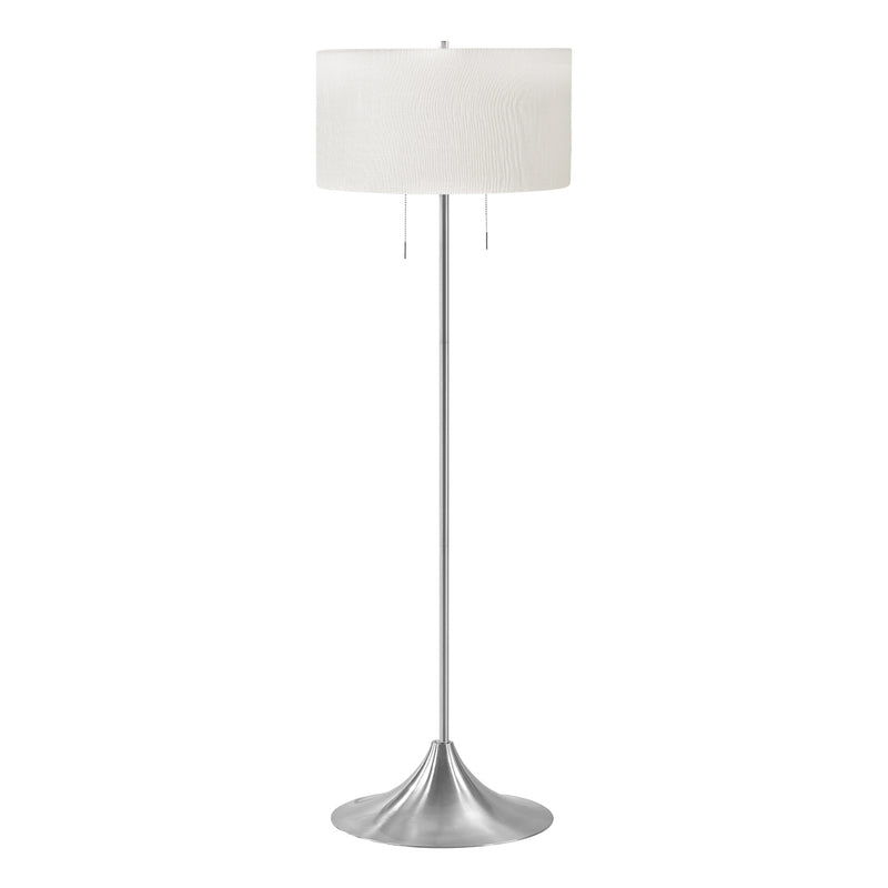 Lampe sur pied - 61"H / Métal argent / Blanc - produit sur fond blanc