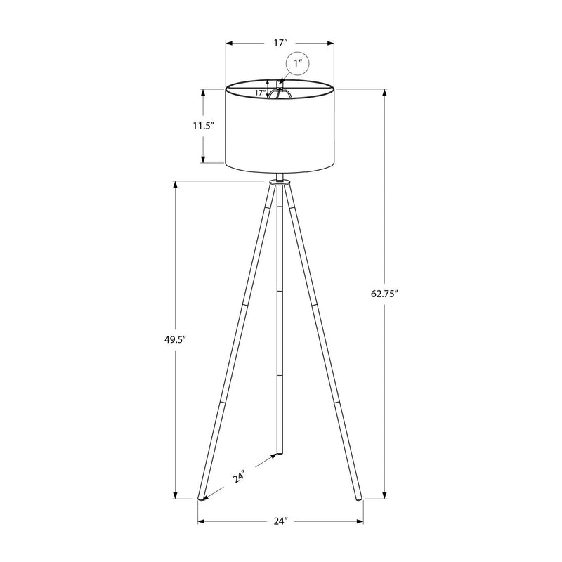 Lampe sur pied trépied - 63"H / Métal noir / Ivoire - schéma technique