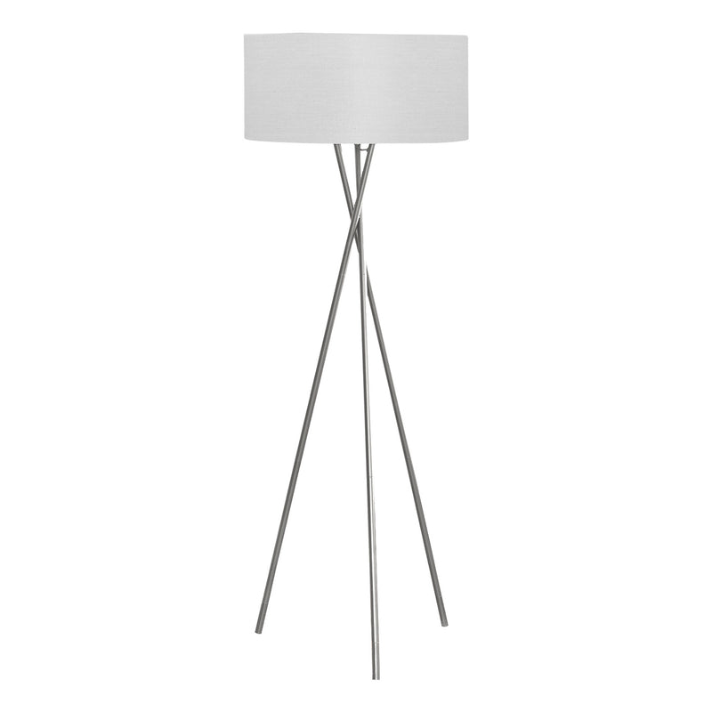 Lampe sur pied trépied - 62"H / Métal nickel / Gris - produit sur fond blanc