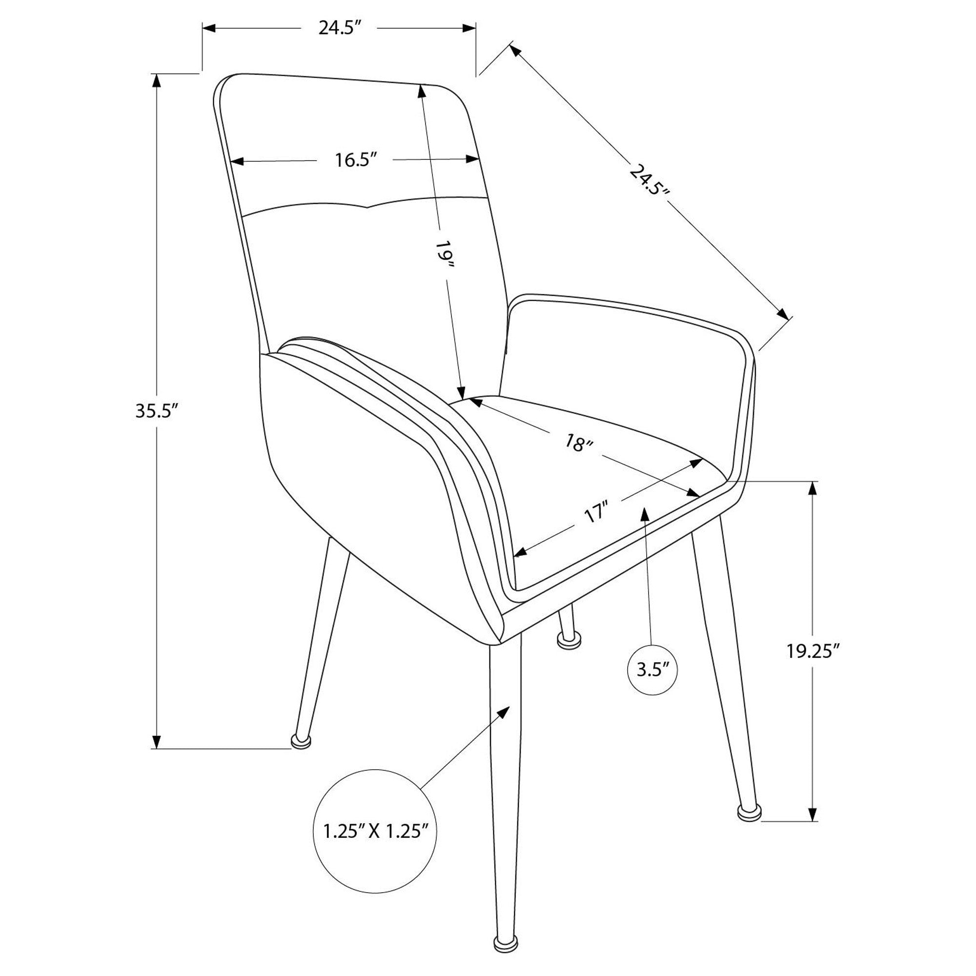 Naomi - Dining Chair - Taupe PU Leather and Brown Fabric