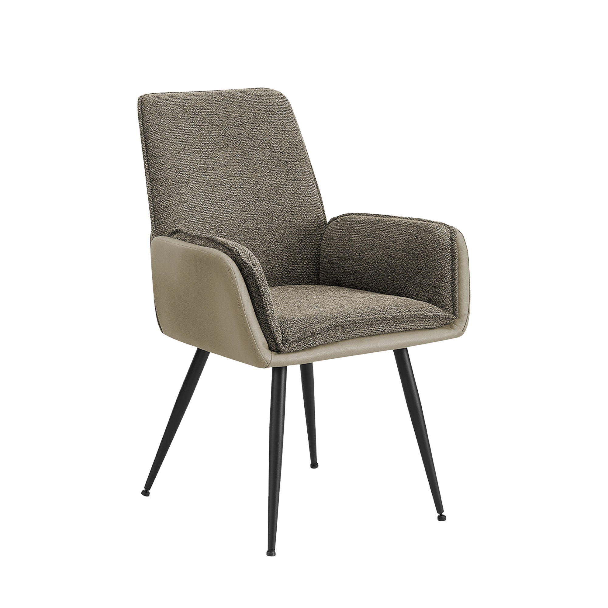 Naomi - Dining Chair - Taupe PU Leather and Brown Fabric