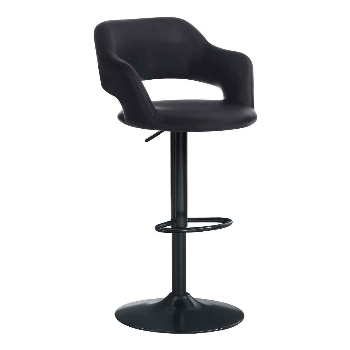 Kylian - Hydraulic Bar Chair - Black Faux Leather