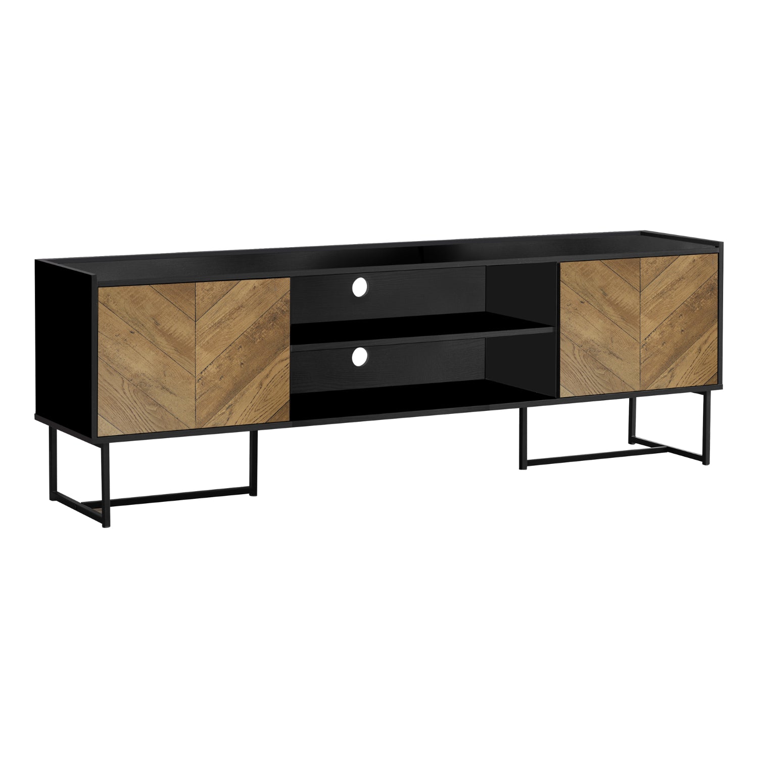 Preston - TV Stand - Black and Faux Wood - 72 in.