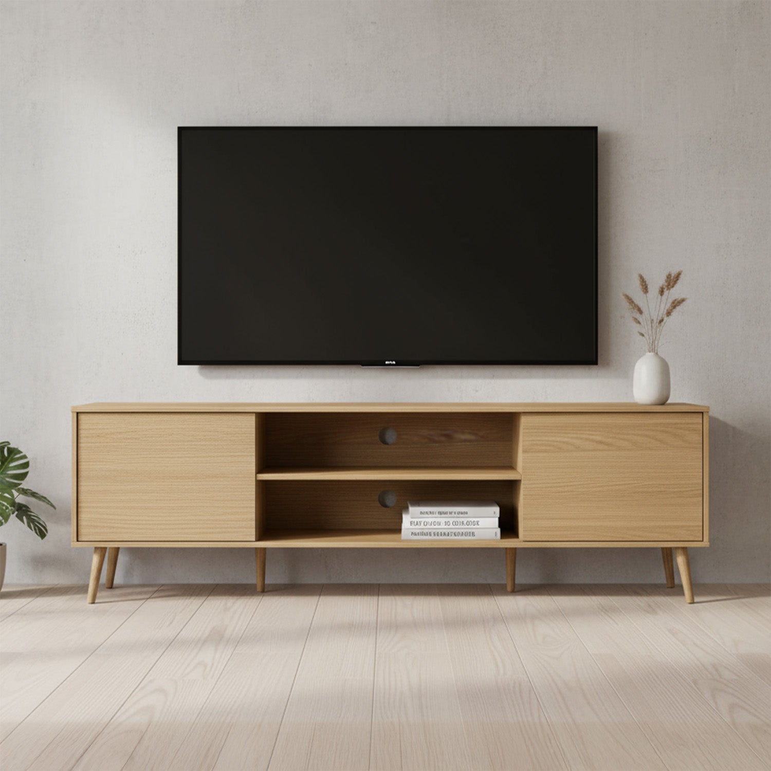 Bennett - Meuble de TV - Simili-Bois Naturel - 72 po
