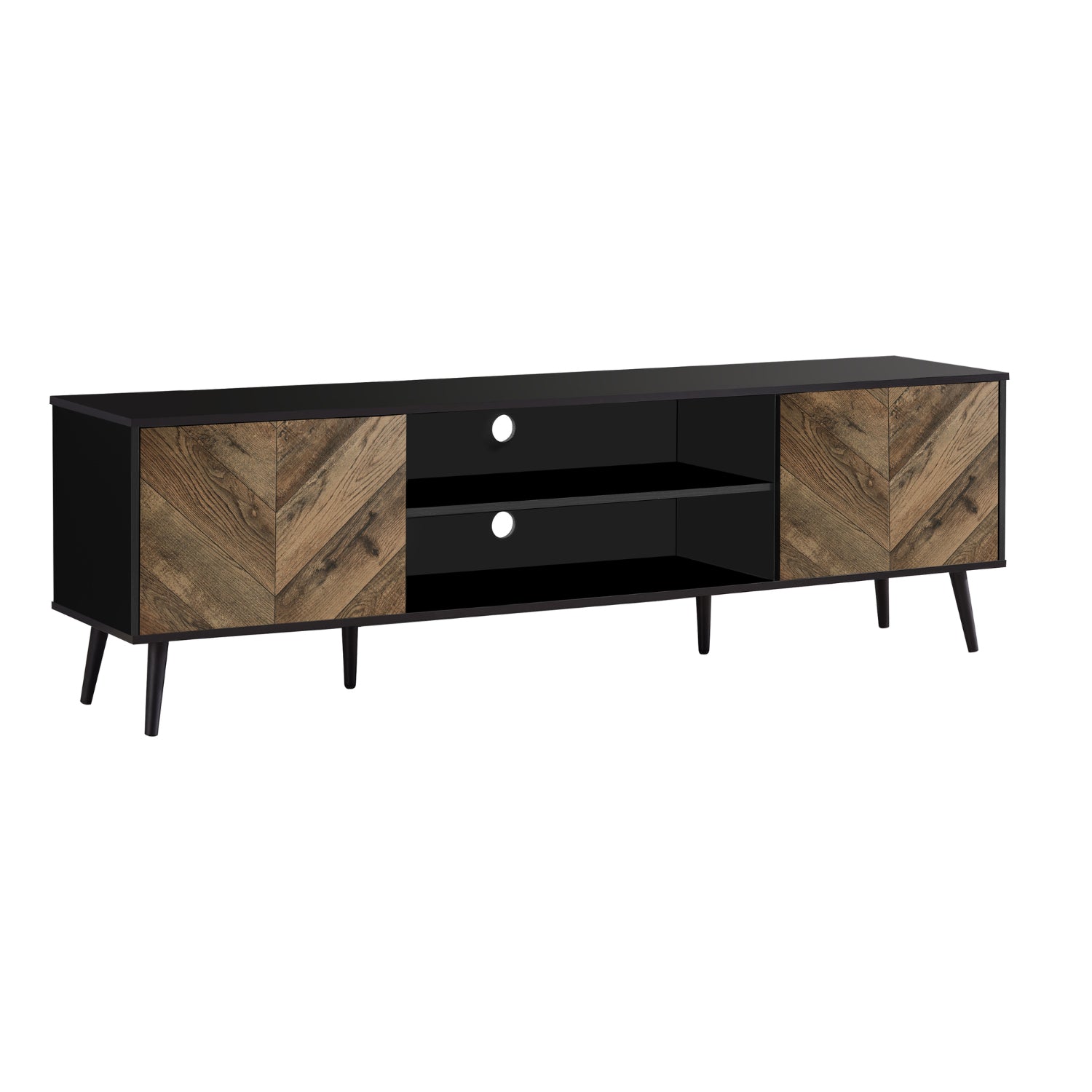 Bennett - TV Stand - Black and Faux Wood - 72 in.