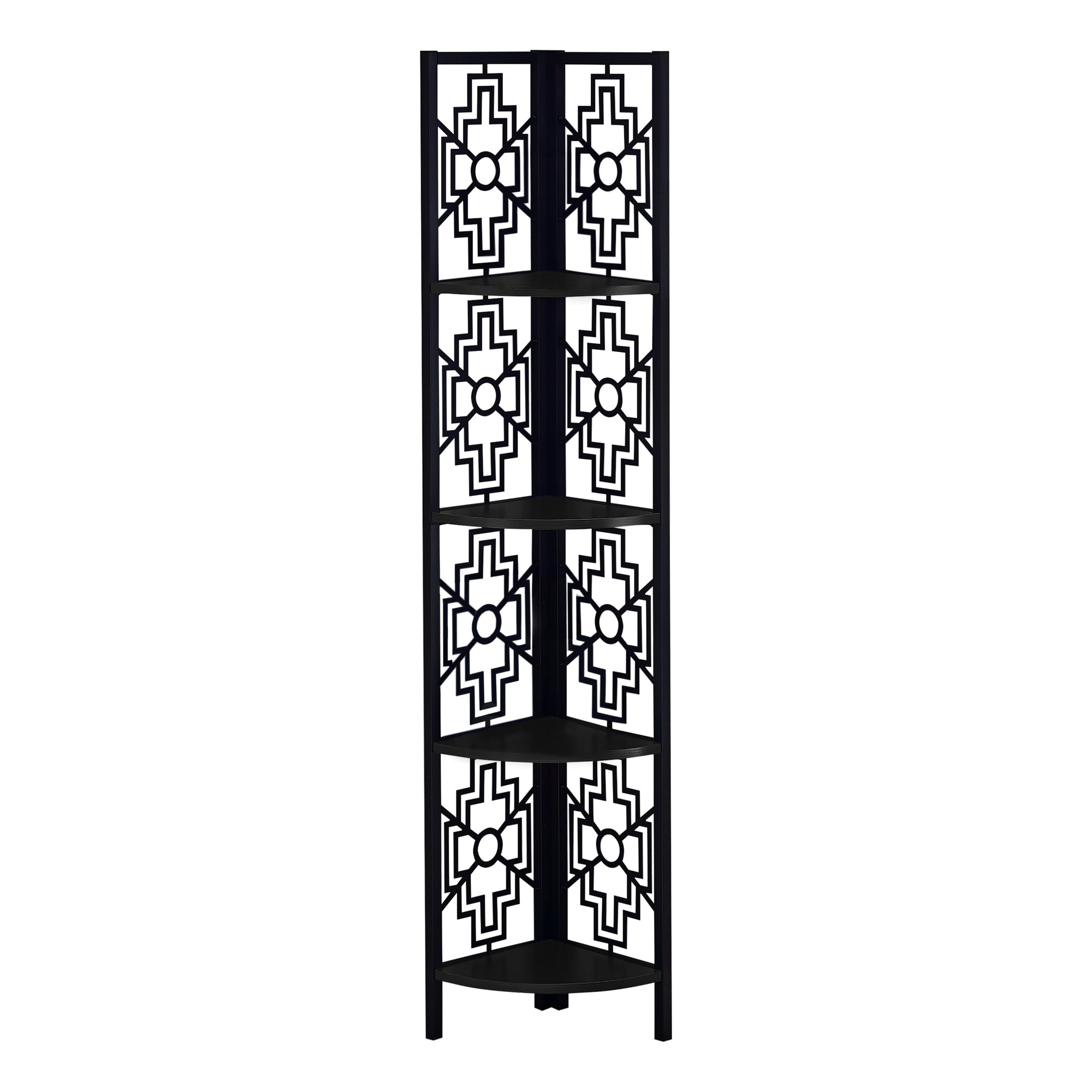 Corner Shelf Bookcase - 62"H / Black / Black Metal