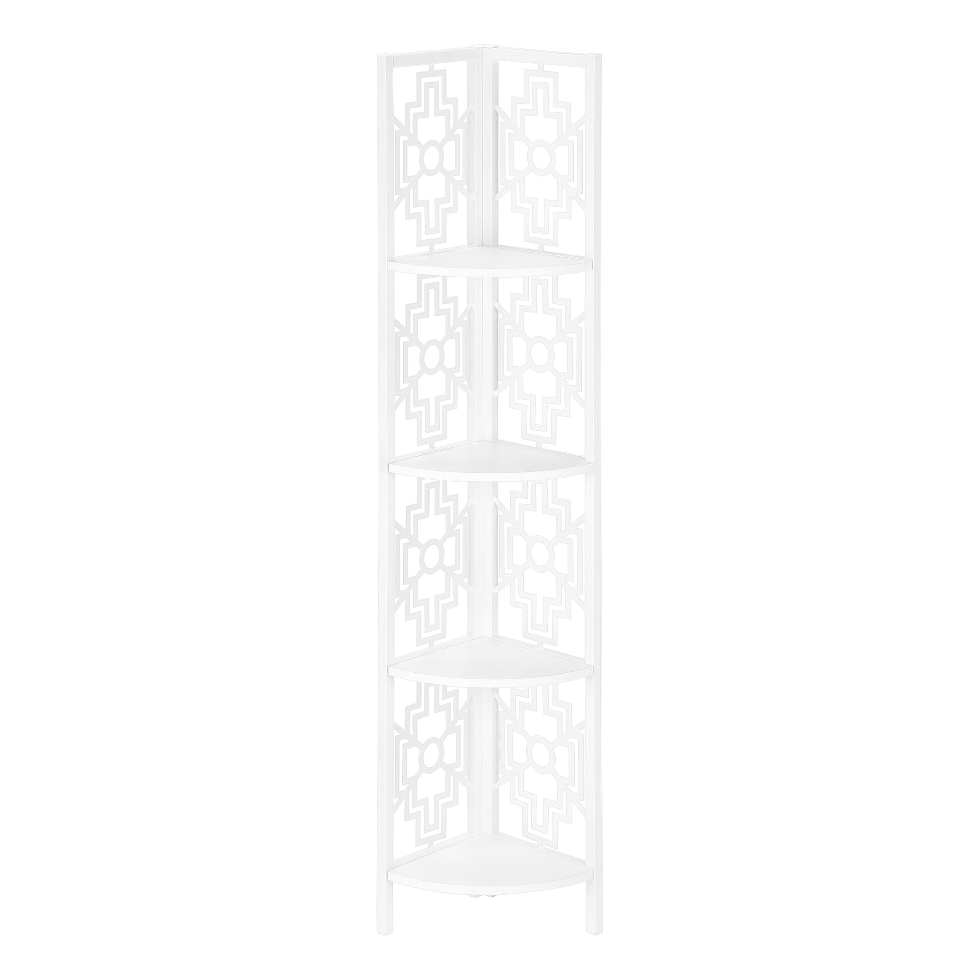Corner Shelf Bookcase - 62"H / White / White Metal