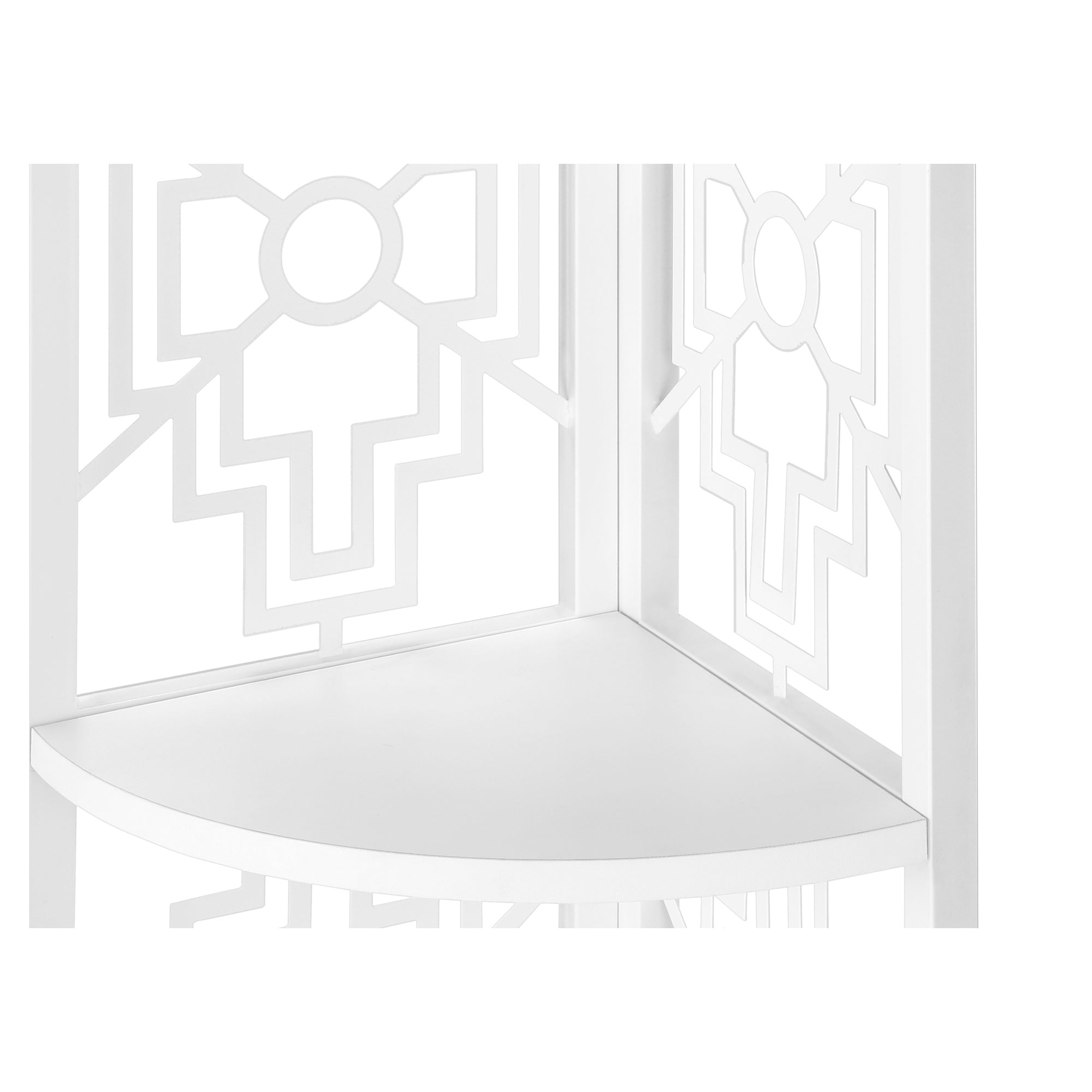 Corner Shelf Bookcase - 62"H / White / White Metal