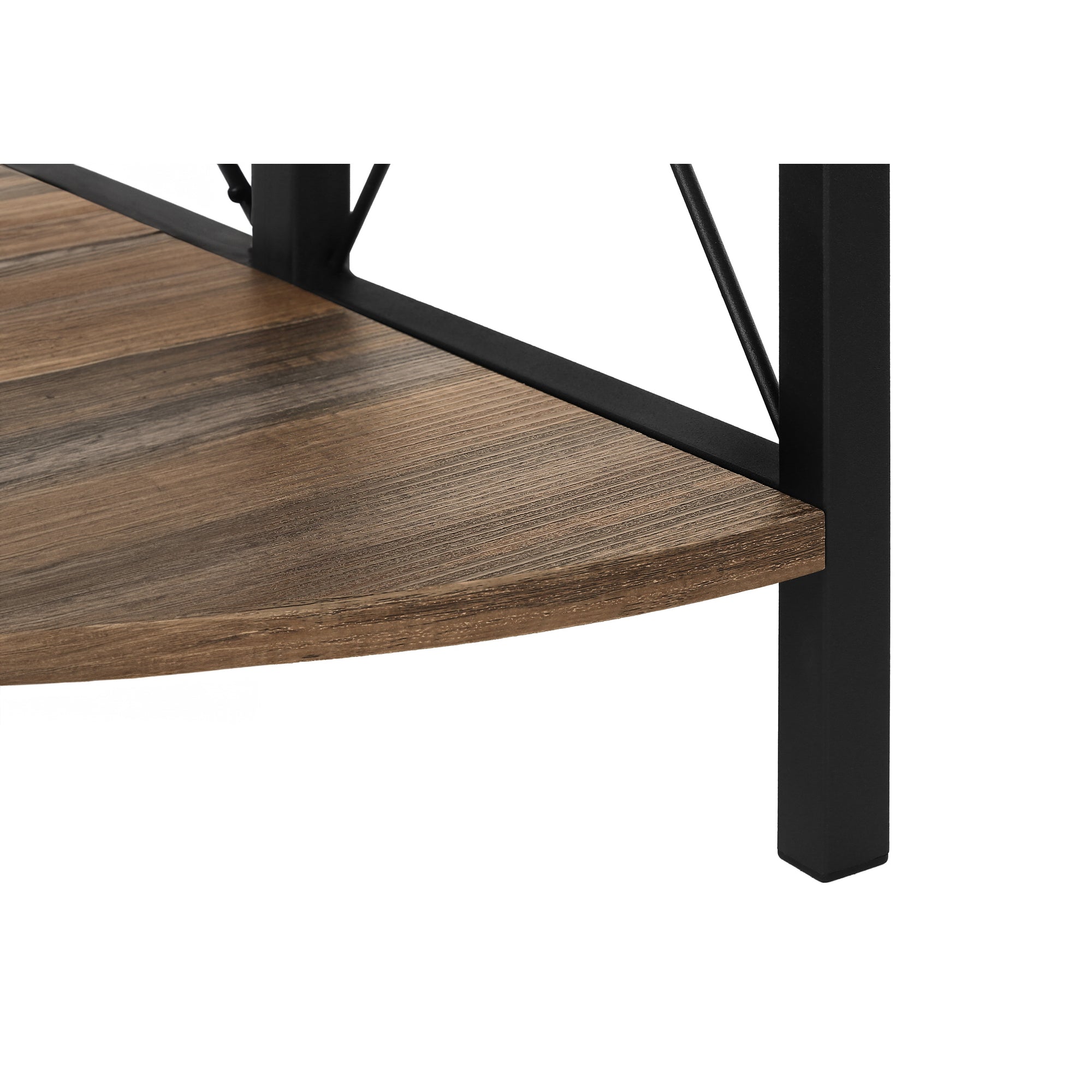 Corner Shelf Bookcase - 60"H / Brown Faux Wood / Black Metal