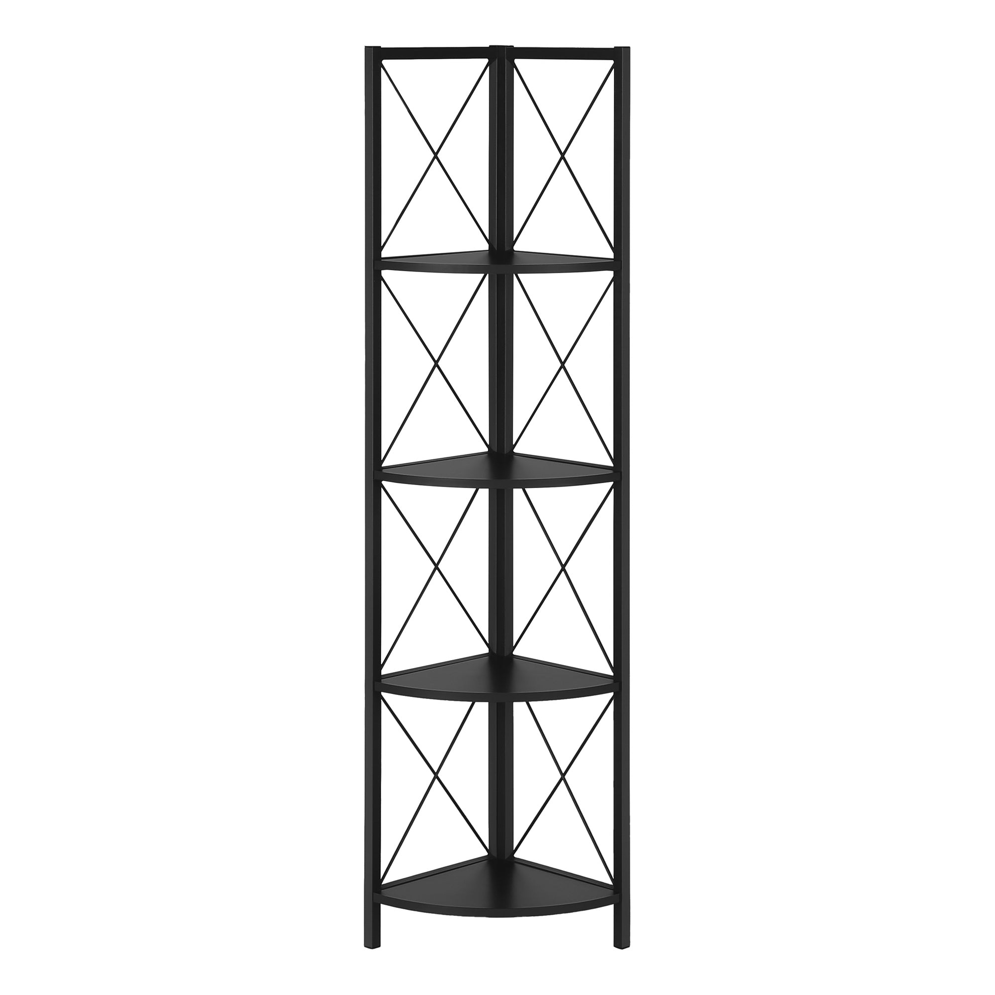 Corner Shelf Bookcase - 60"H / Black / Black Metal