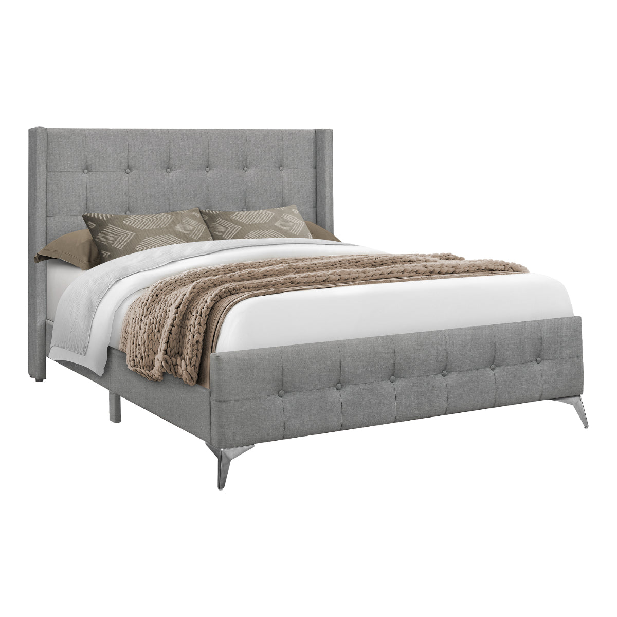 BED - QUEEN / SILVER BORDER GREY FABRICS