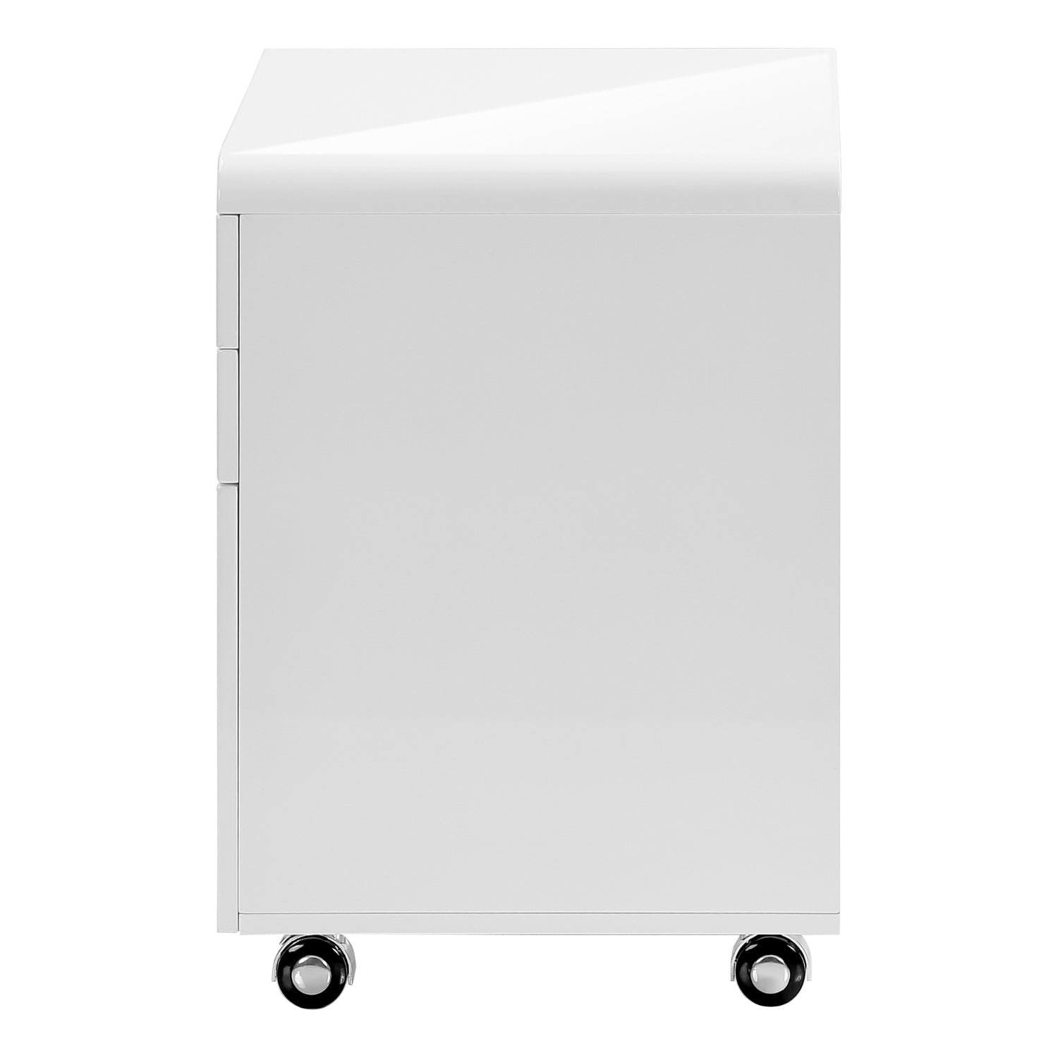 Filing Cabinet - 3 Drawers / Glossy White On Casters